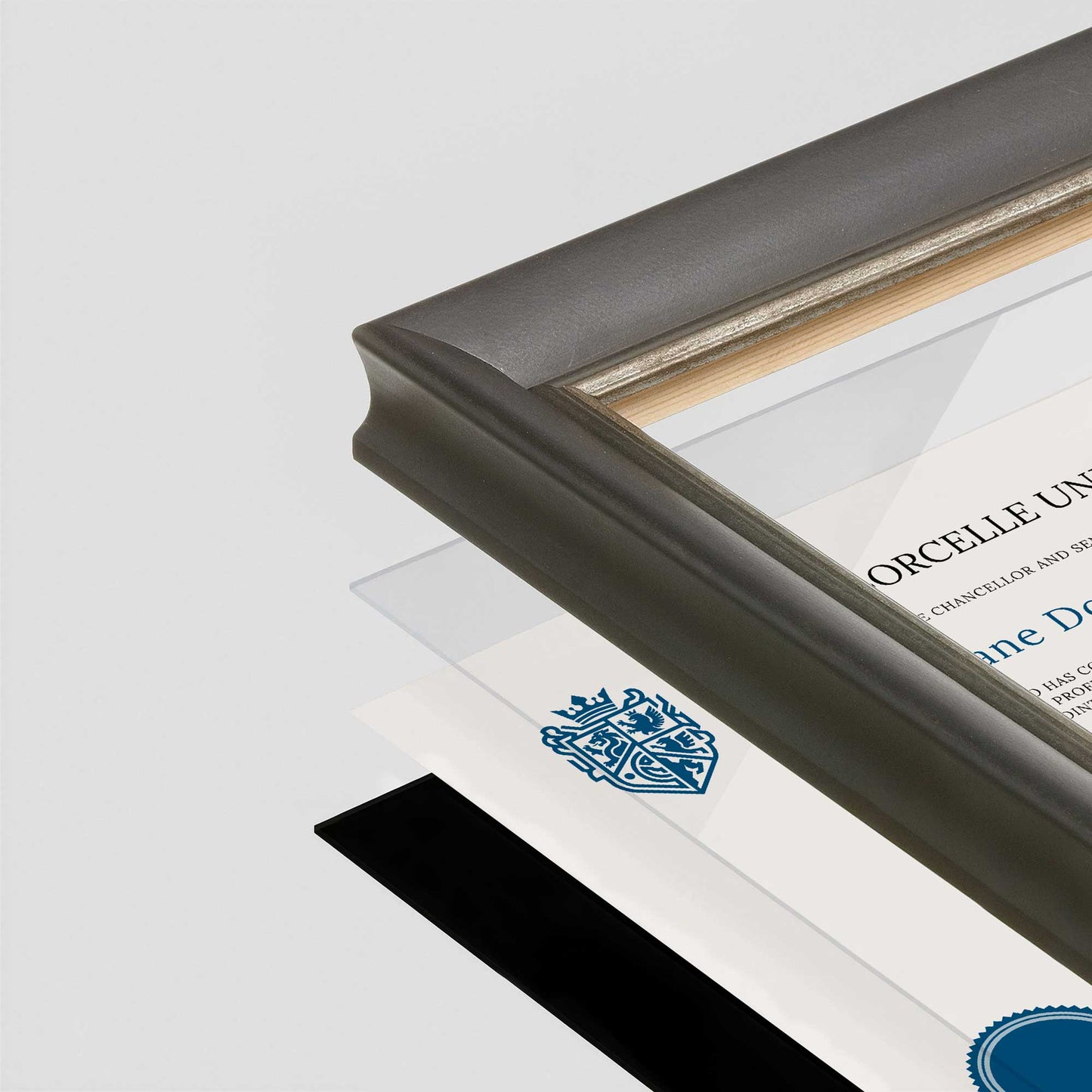Black FAMILY Wall Frame corner Close up with layers broken out