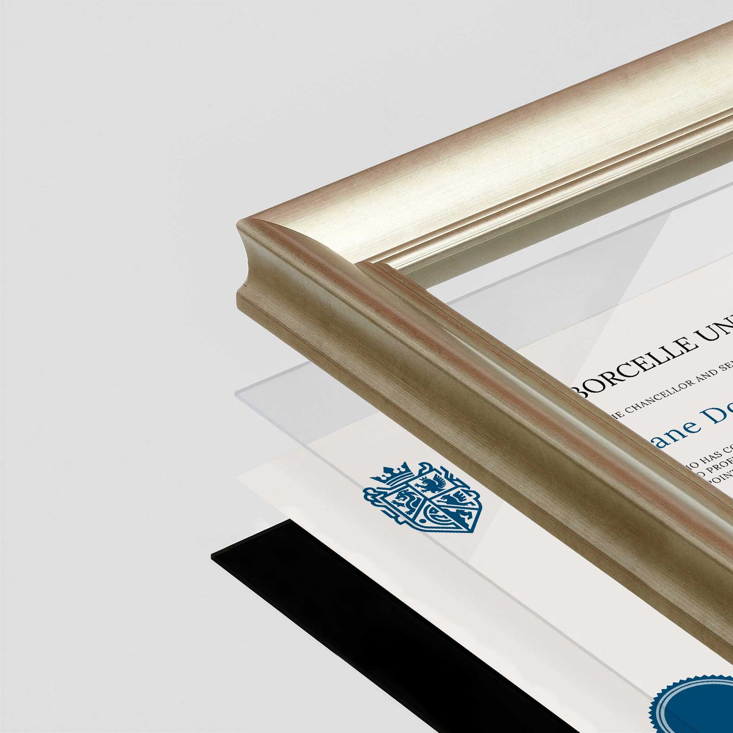 Gilded Silver FAMILY Wall Frame corner Close up with layers broken out