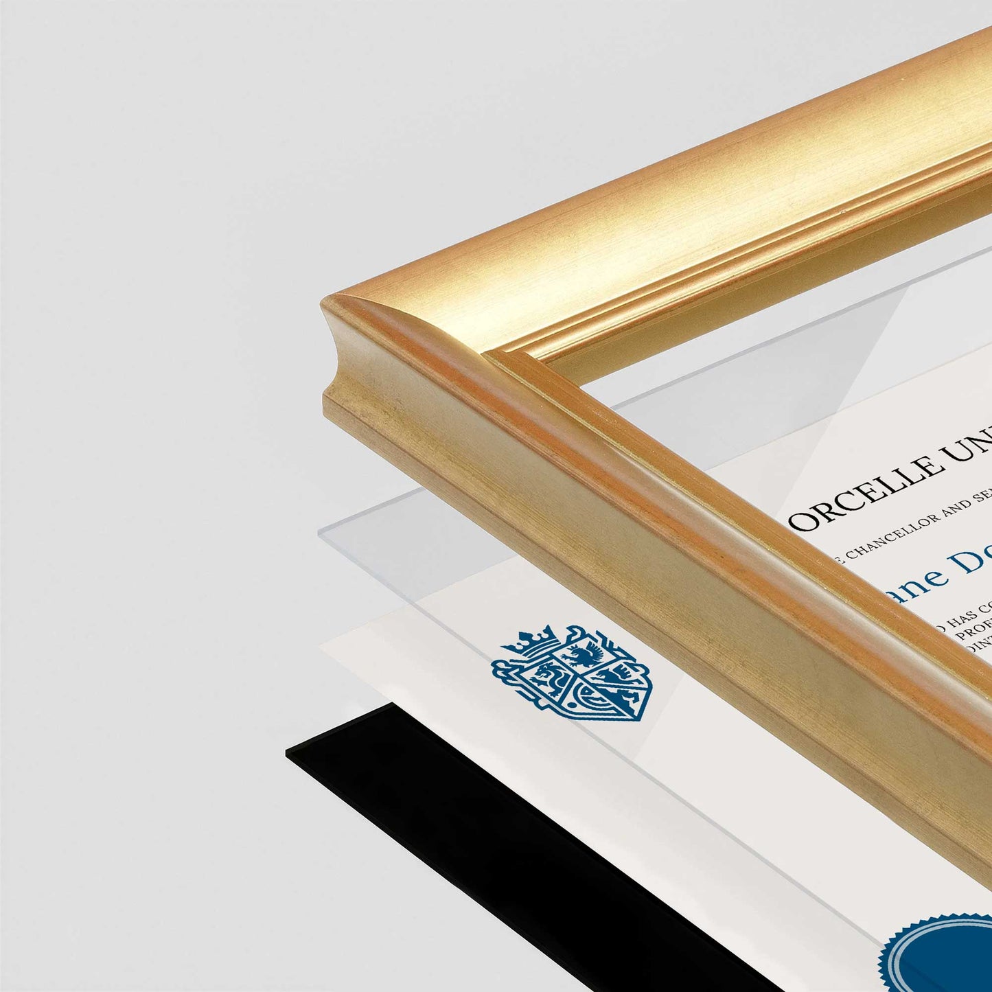 Gilded Gold FAMILY Wall Frame corner Close up with layers broken out