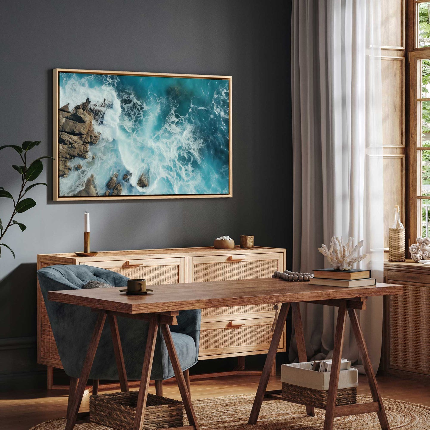 Sapphire Seaside Dance Print on Canvas