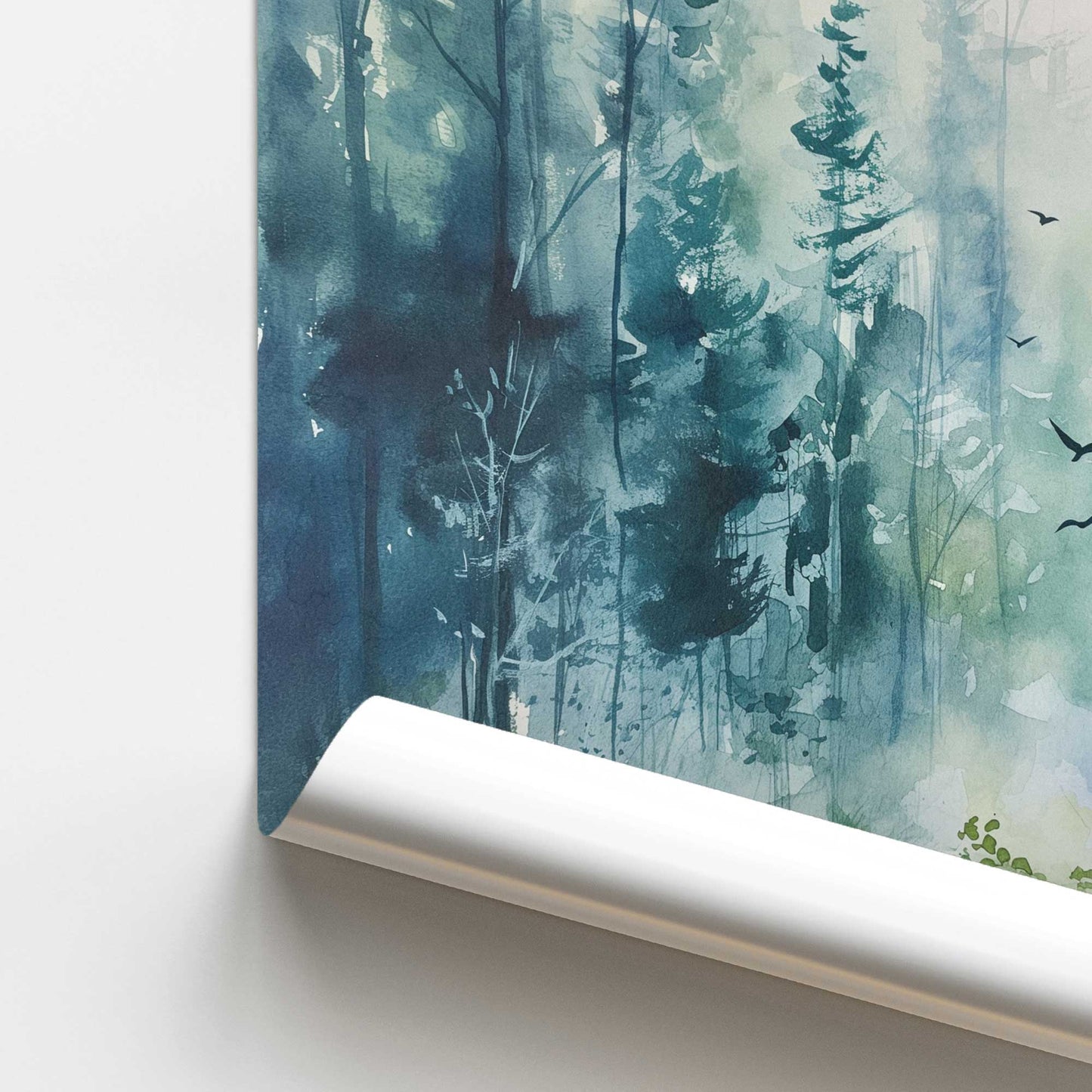 Blue and Green Enchanted Forest I Promotional Rolled Print