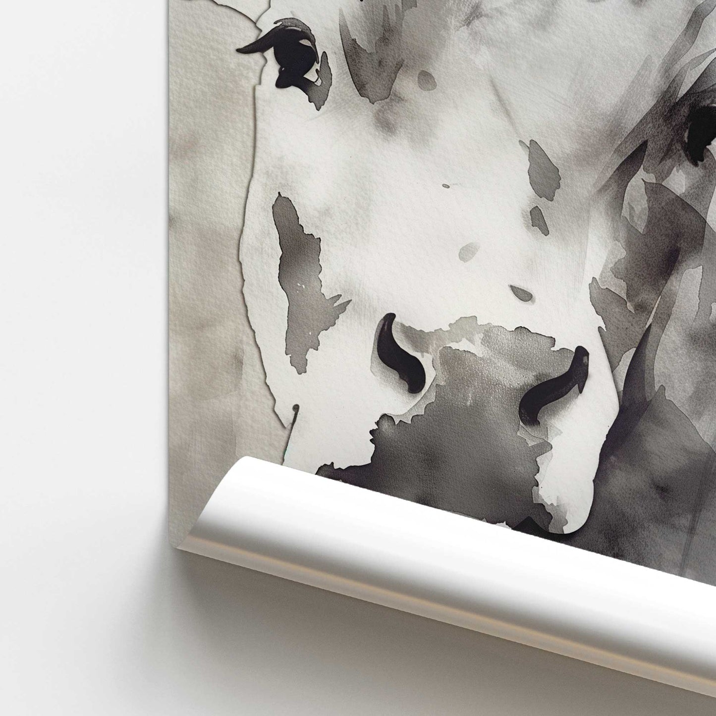 Monochrome Abstract Cow I Promotional Rolled Print