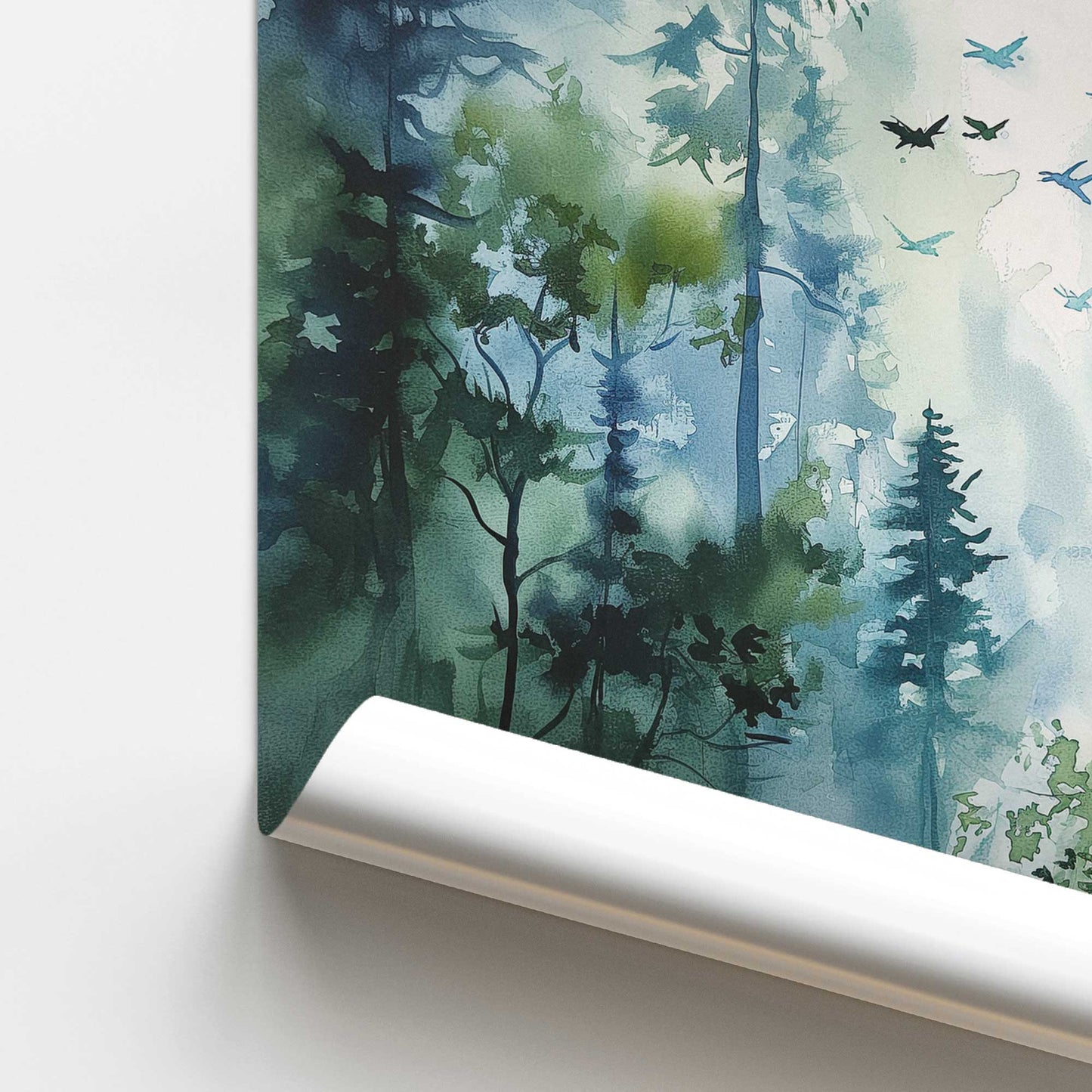 Blue and Green Enchanted Forest II Promotional Rolled Print