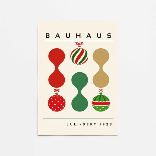 Bauhaus Retro Christmas Ornaments Promotional Rolled Print