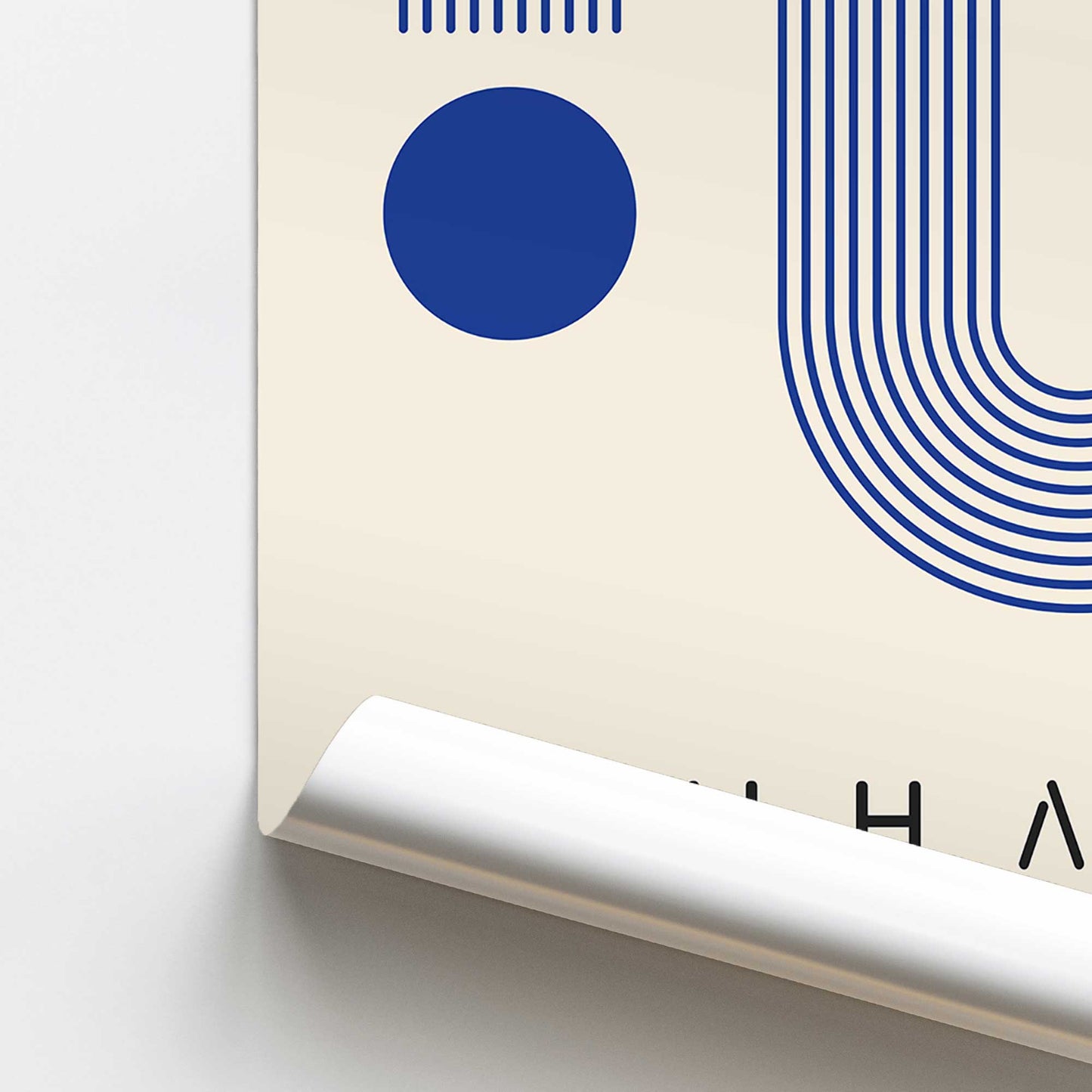 Linear Bauhaus in Blue Promotional Rolled Print