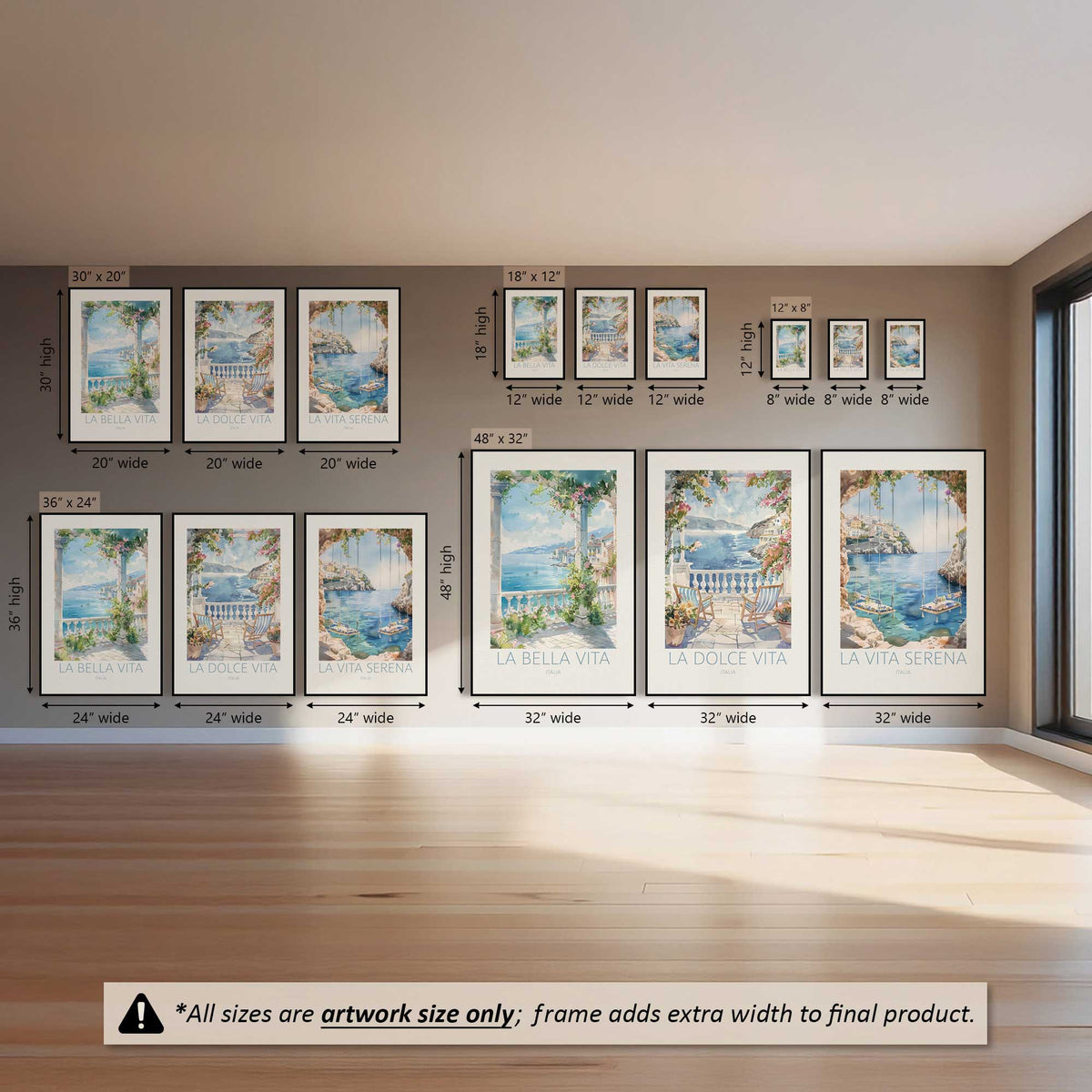 Bella Vita Views, Set of 3 Prints on Canvas