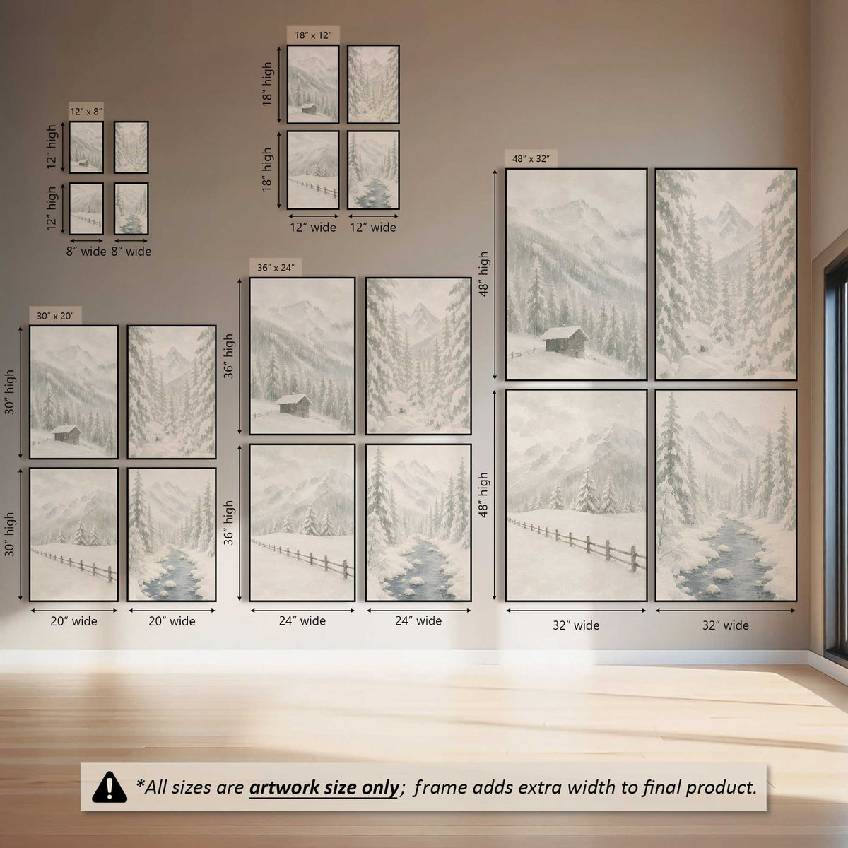 Frosted Mountain Retreat, Set of 4 Prints on Canvas