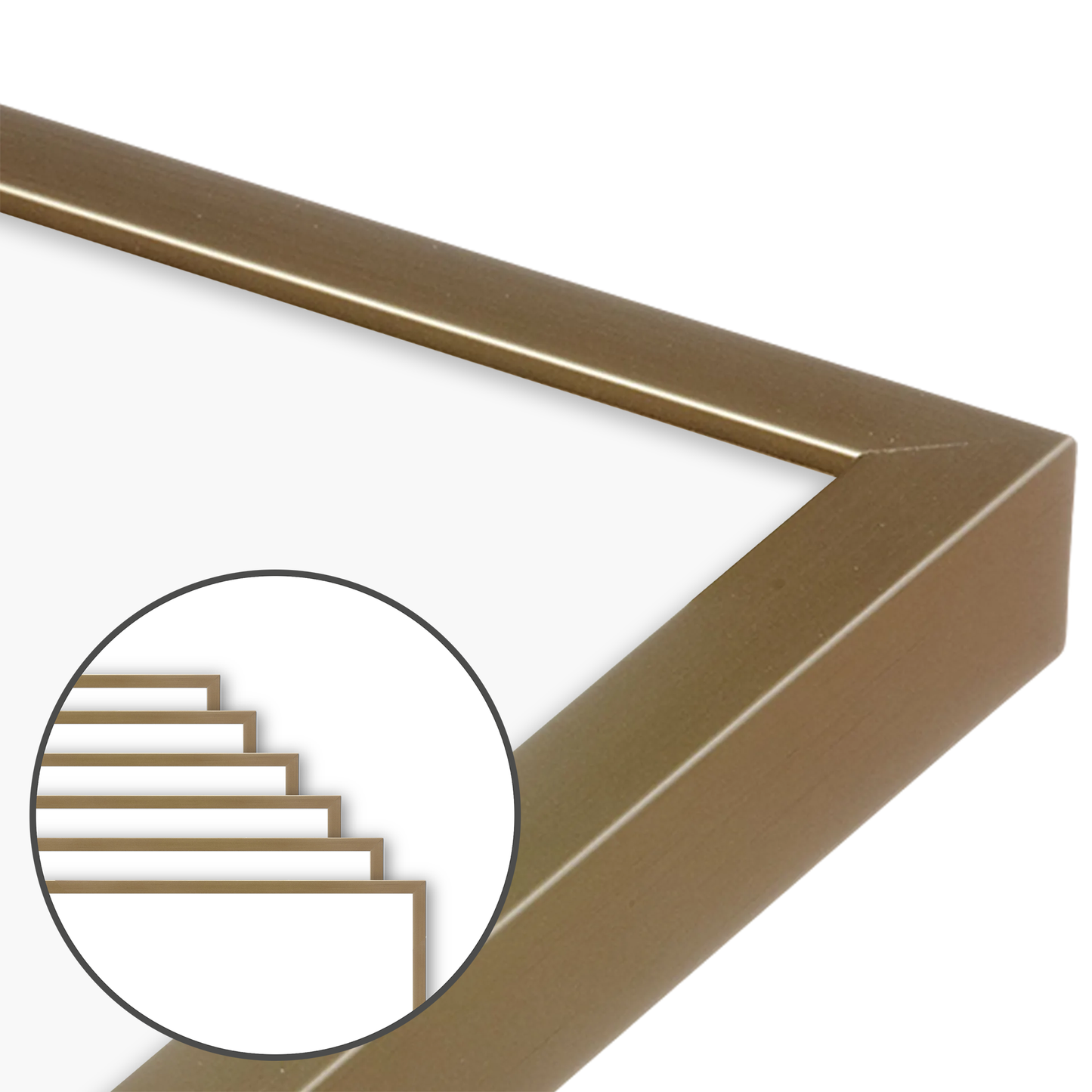 Brushed Gold Narrow Width Wall Frame, Set of 6