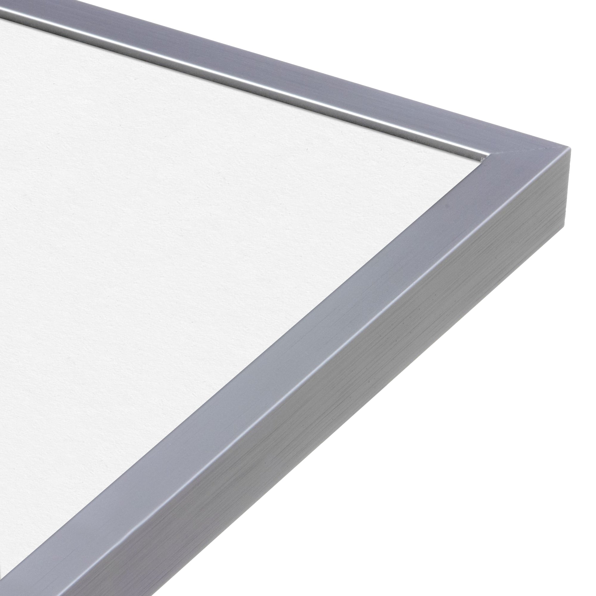polished chrome narrow width wall frame corner close up