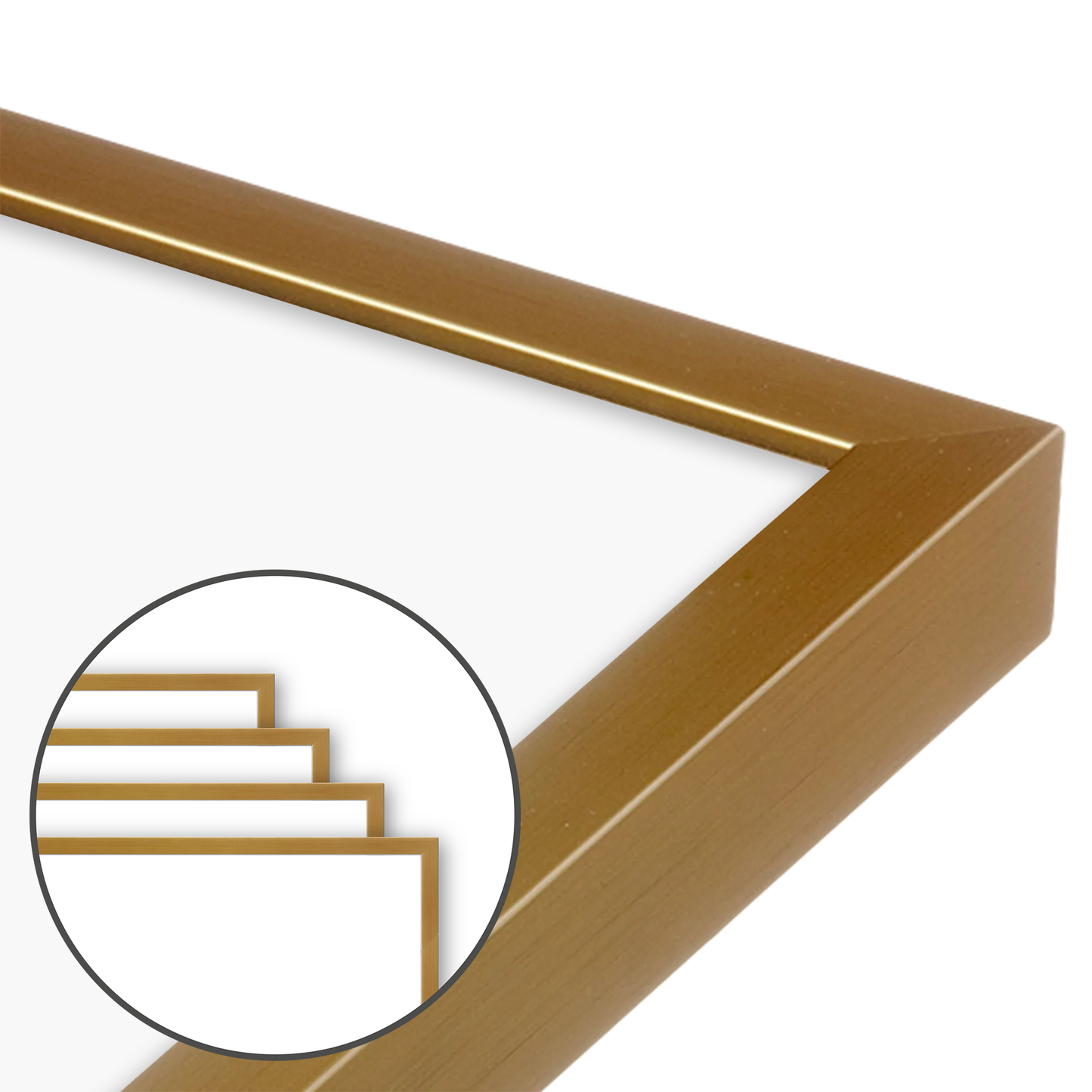 Polished Gold Narrow Width Wall Frame, Set of 4