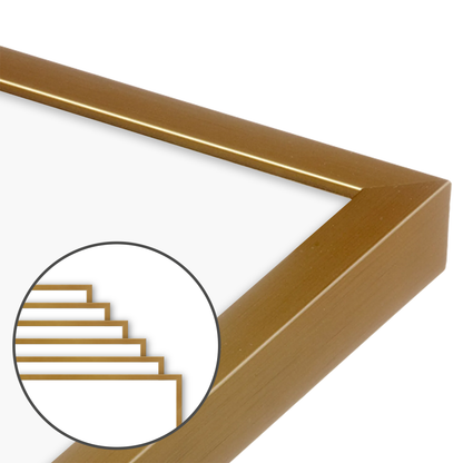 Polished Gold Narrow Width Wall Frame, Set of 6