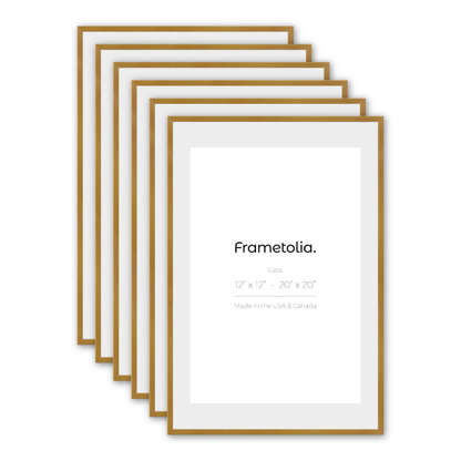 Polished Gold Narrow Width Wall Frame, Set of 6