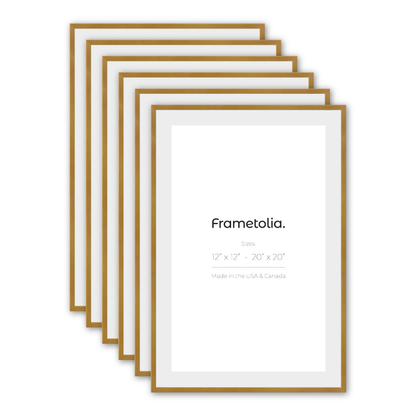 Polished Gold Narrow Width Wall Frame, Set of 6