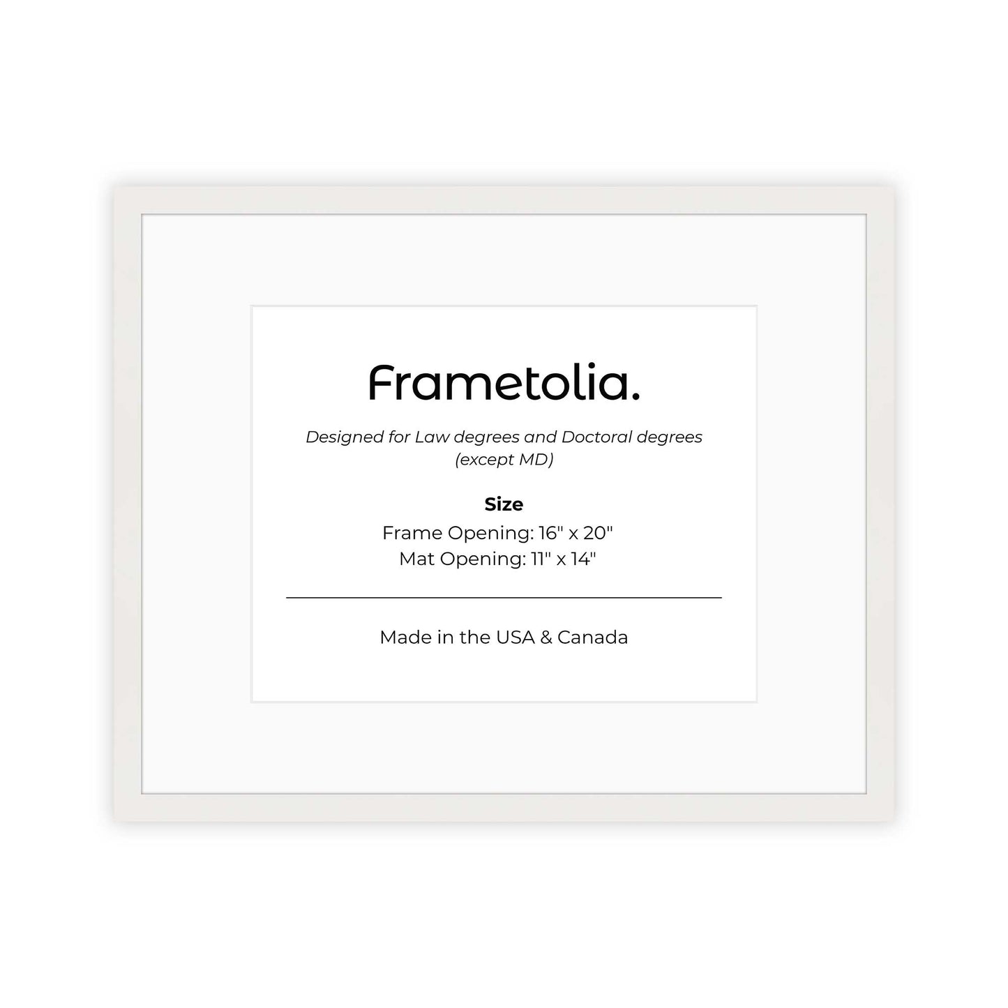16" x 20" Opaque White Manhattan  Diploma Frame with Mat - 11 x 14 opening