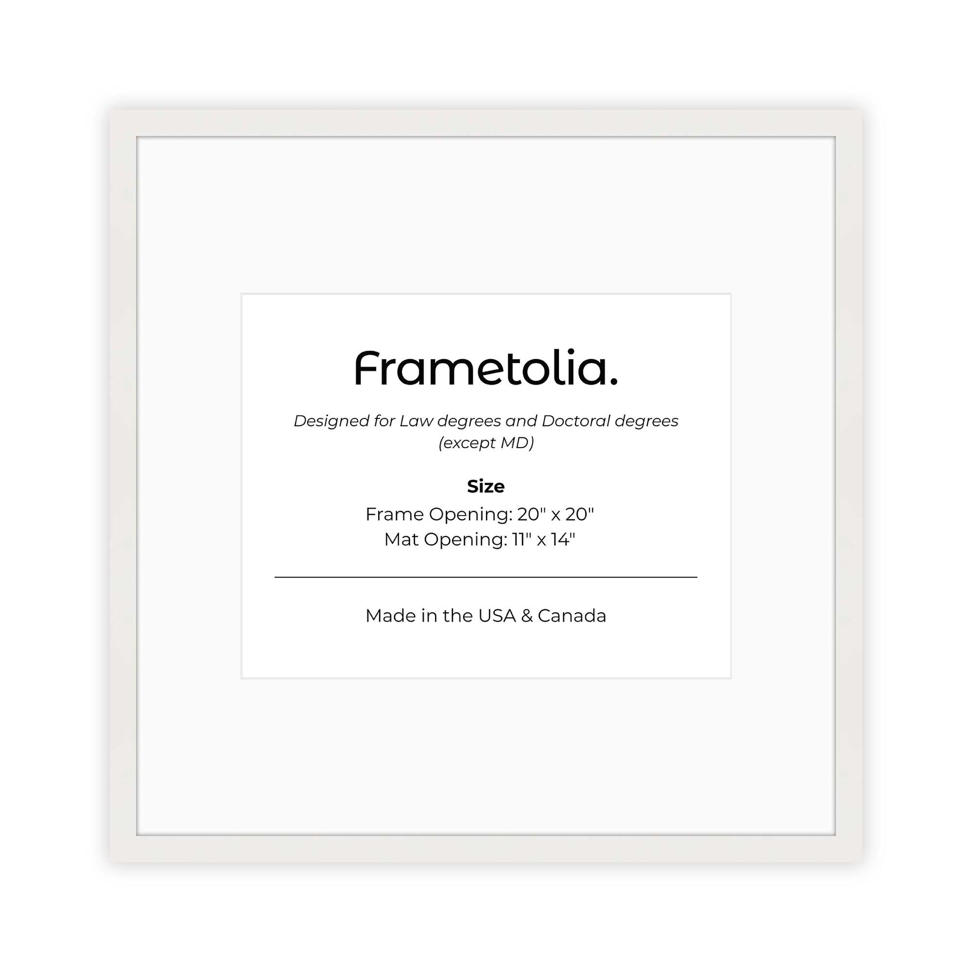 20" x 20" Opaque White Manhattan  Diploma Frame with Mat - 11 x 14 opening