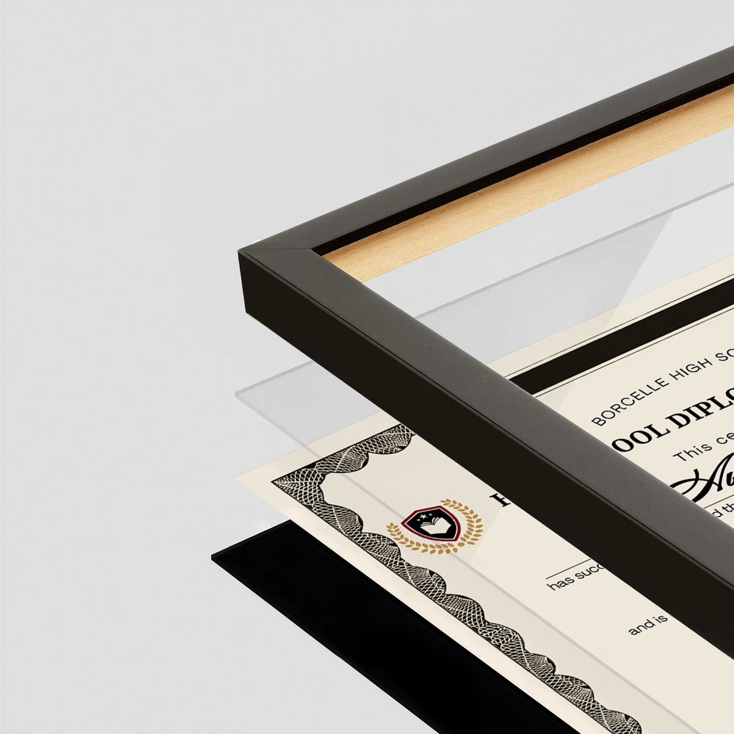 Espresso Manhattan Wall Frame corner Close up with layers broken out