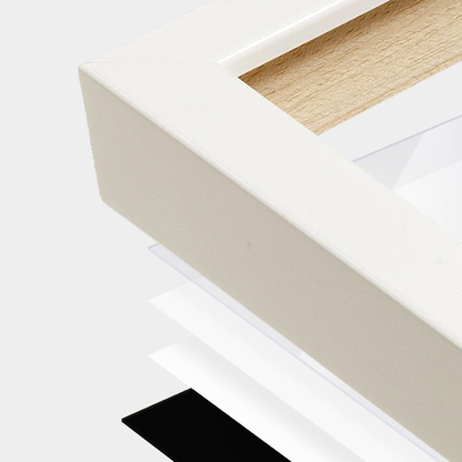 White Lacquer Manhattan Wall Frame corner Close up with layers broken out