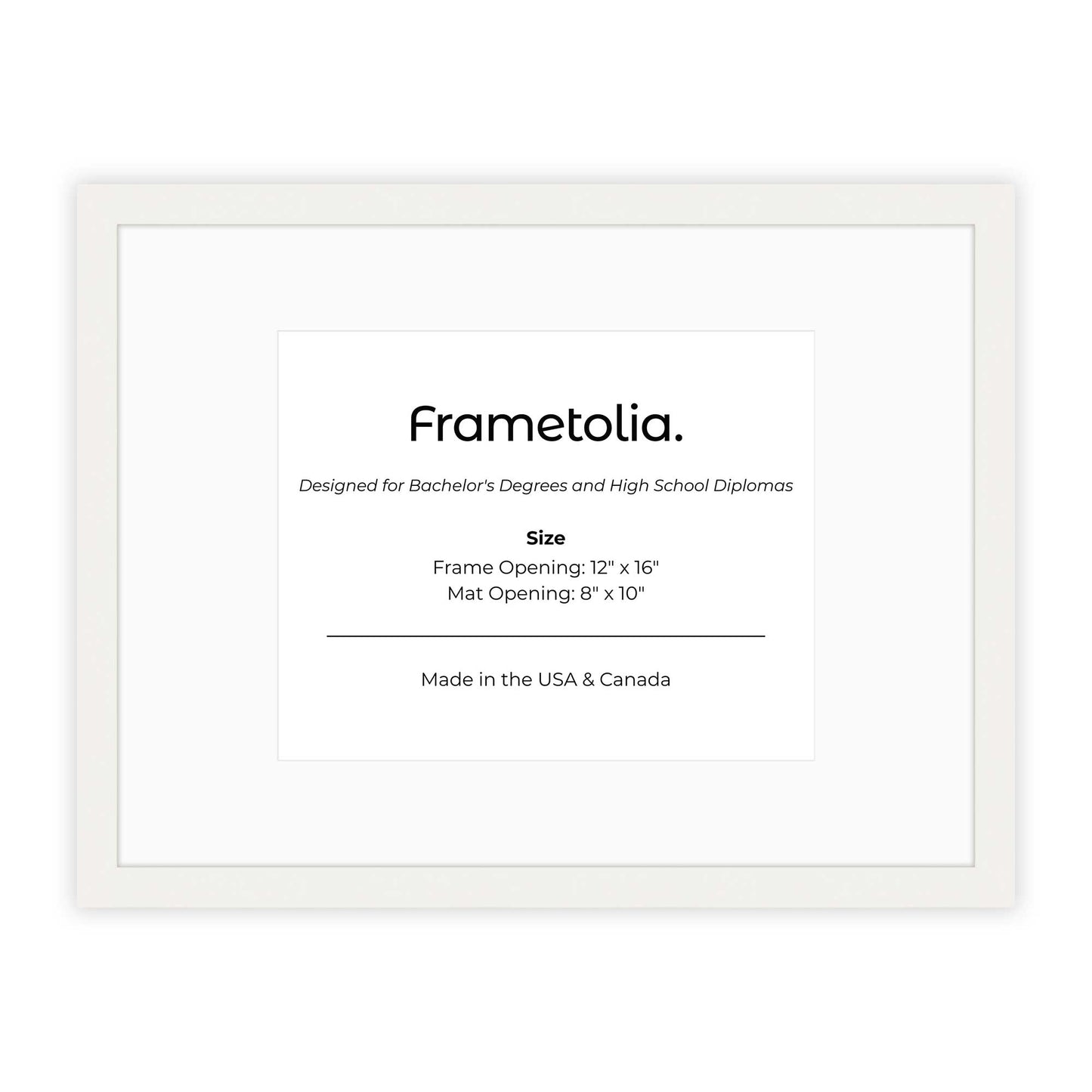 12" x 16" White Lacquer Manhattan  Diploma Frame with Mat - 8 x 10 opening