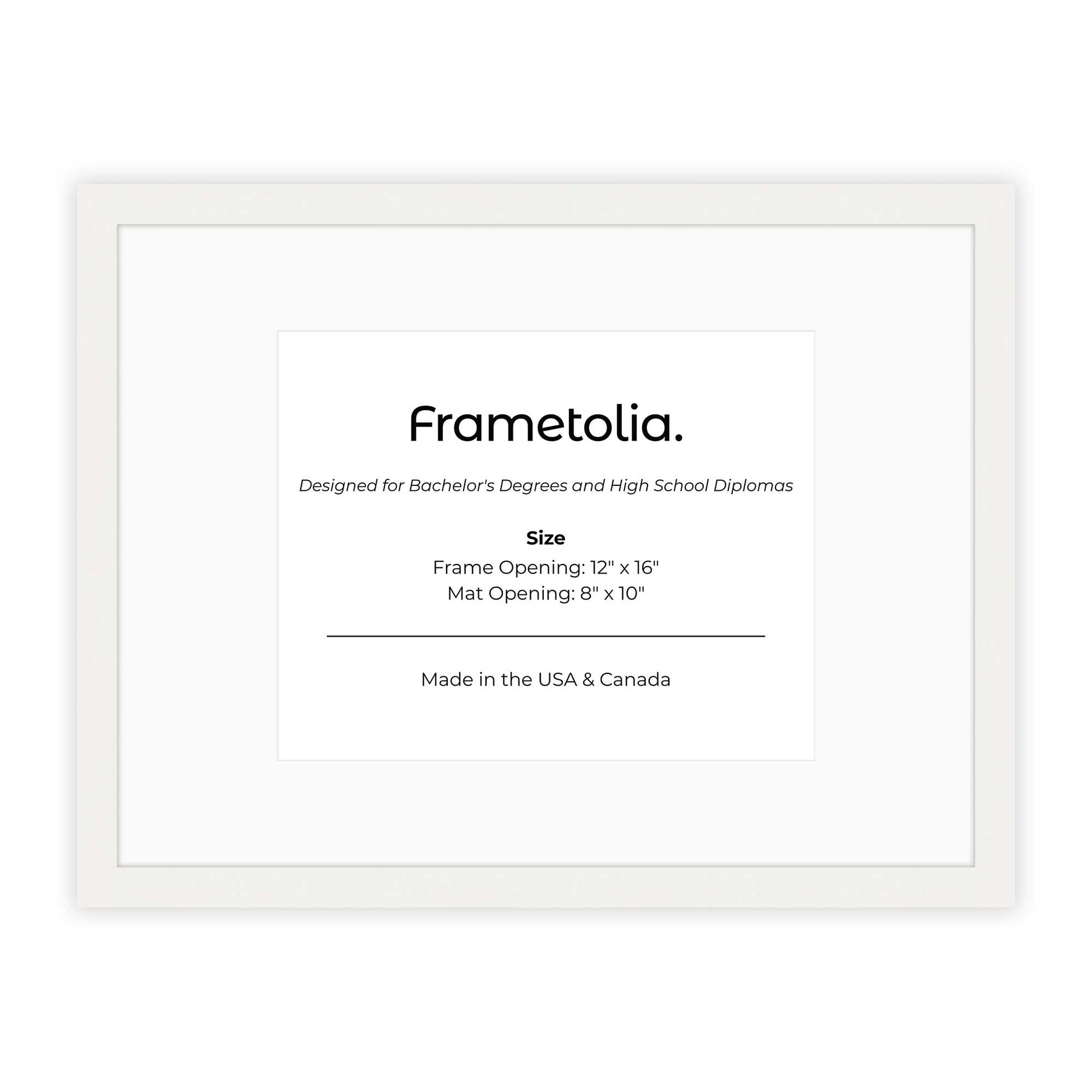 12" x 16" White Lacquer Manhattan  Diploma Frame with Mat - 8 x 10 opening