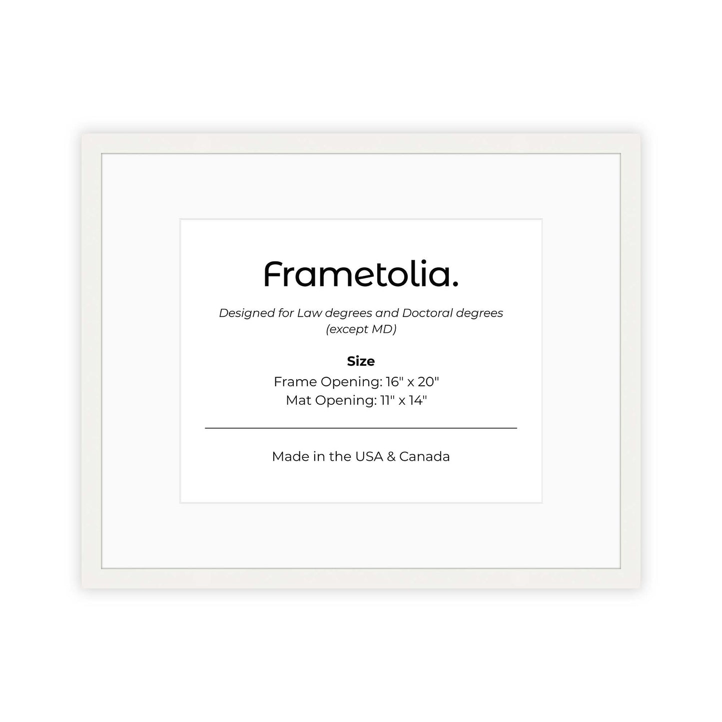 16" x 20" White Lacquer Manhattan  Diploma Frame with Mat - 11 x 14 opening