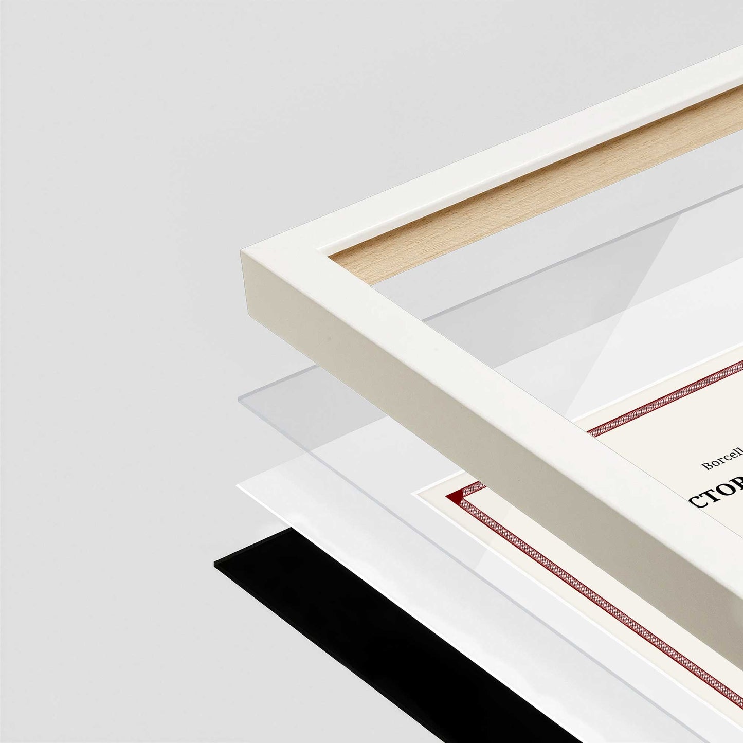 White Lacquer Manhattan Wall Frame corner Close up with layers broken out