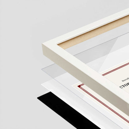 White Lacquer Manhattan Wall Frame corner Close up with layers broken out