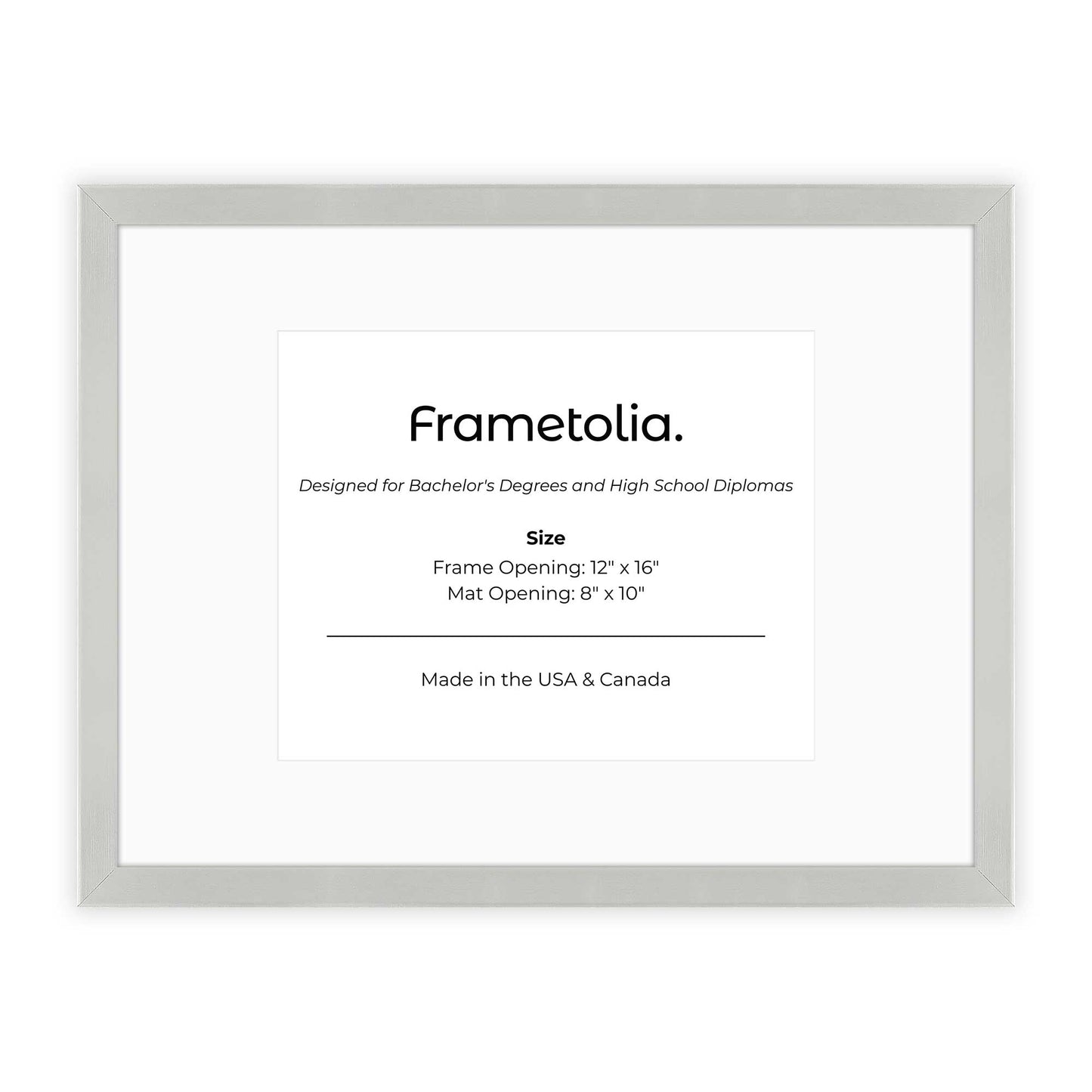 12" x 16" Titanium Silver Manhattan  Diploma Frame with Mat - 8 x 10 opening