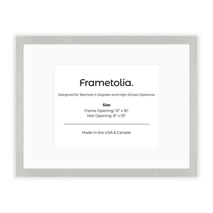 12" x 16" Titanium Silver Manhattan  Diploma Frame with Mat - 8 x 10 opening