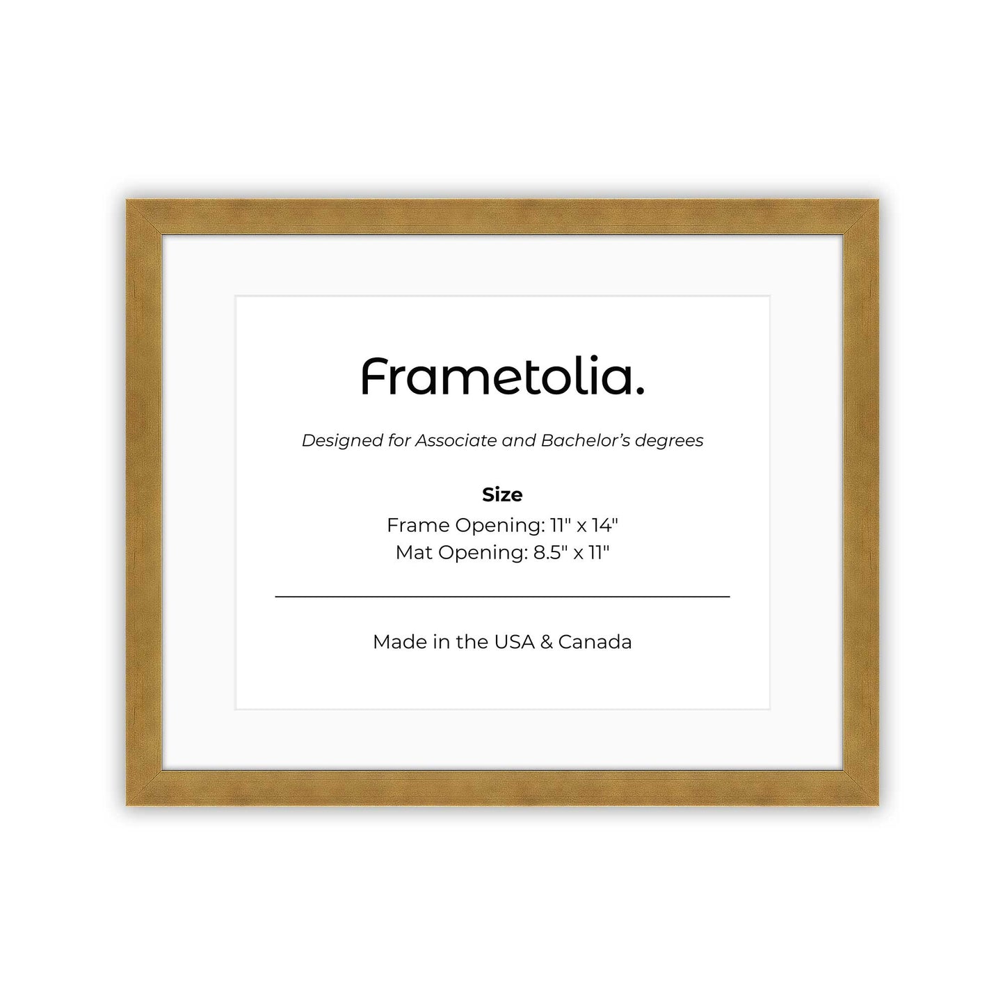 11" x 14" Pale Gold Manhattan  Diploma Frame with mat -  8.5 x 11 opening
