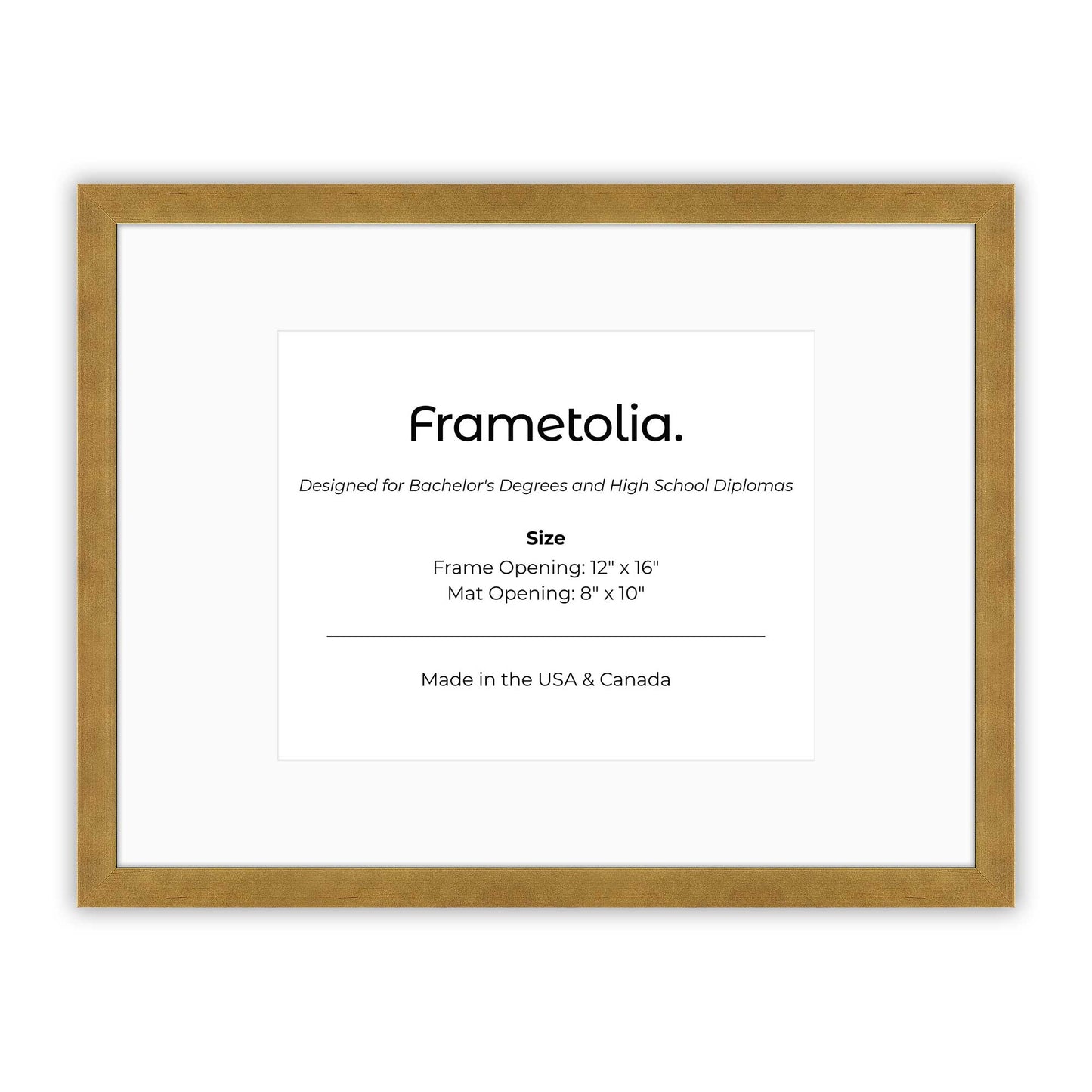 12" x 16" Pale Gold Manhattan  Diploma Frame with Mat - 8 x 10 opening