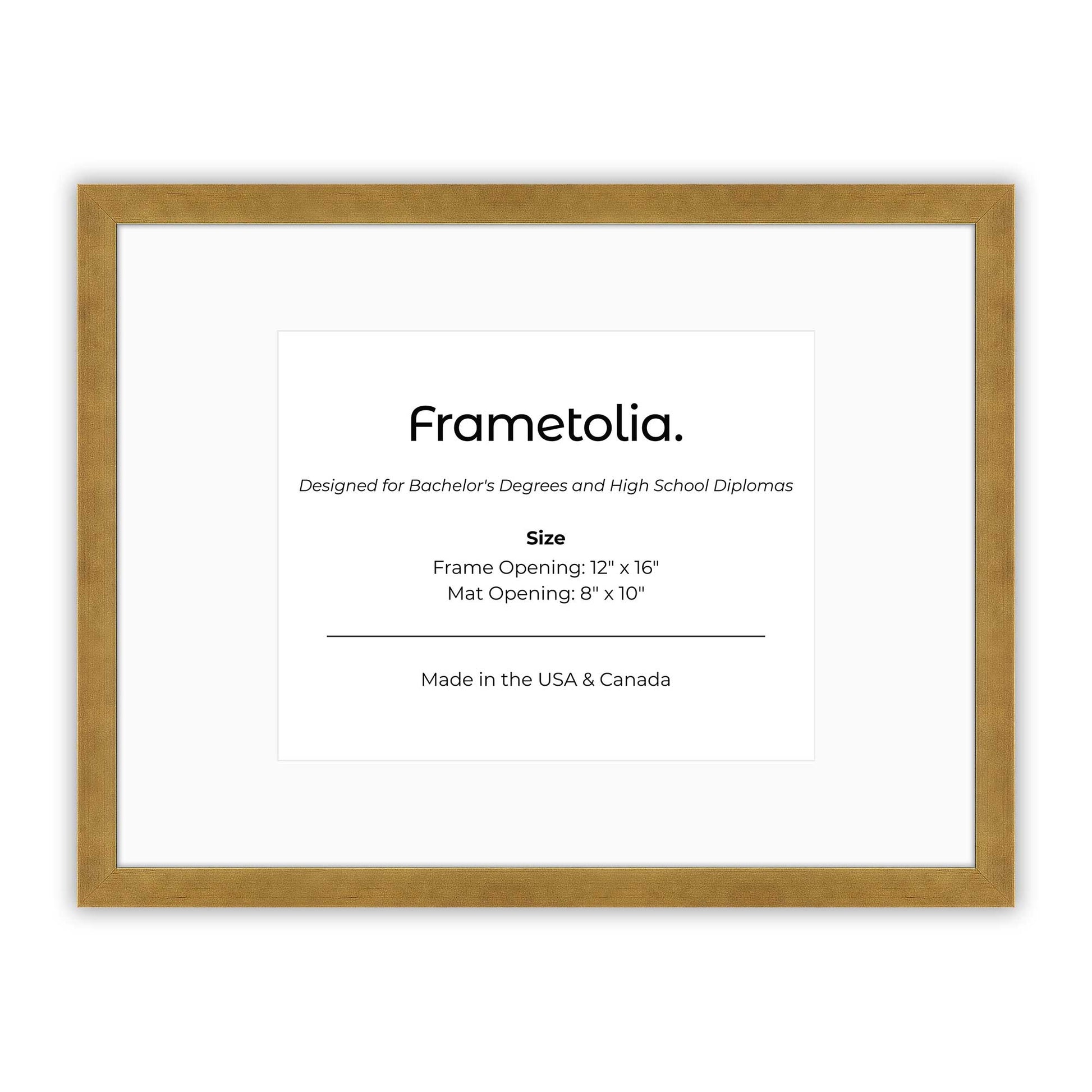 12" x 16" Pale Gold Manhattan  Diploma Frame with Mat - 8 x 10 opening