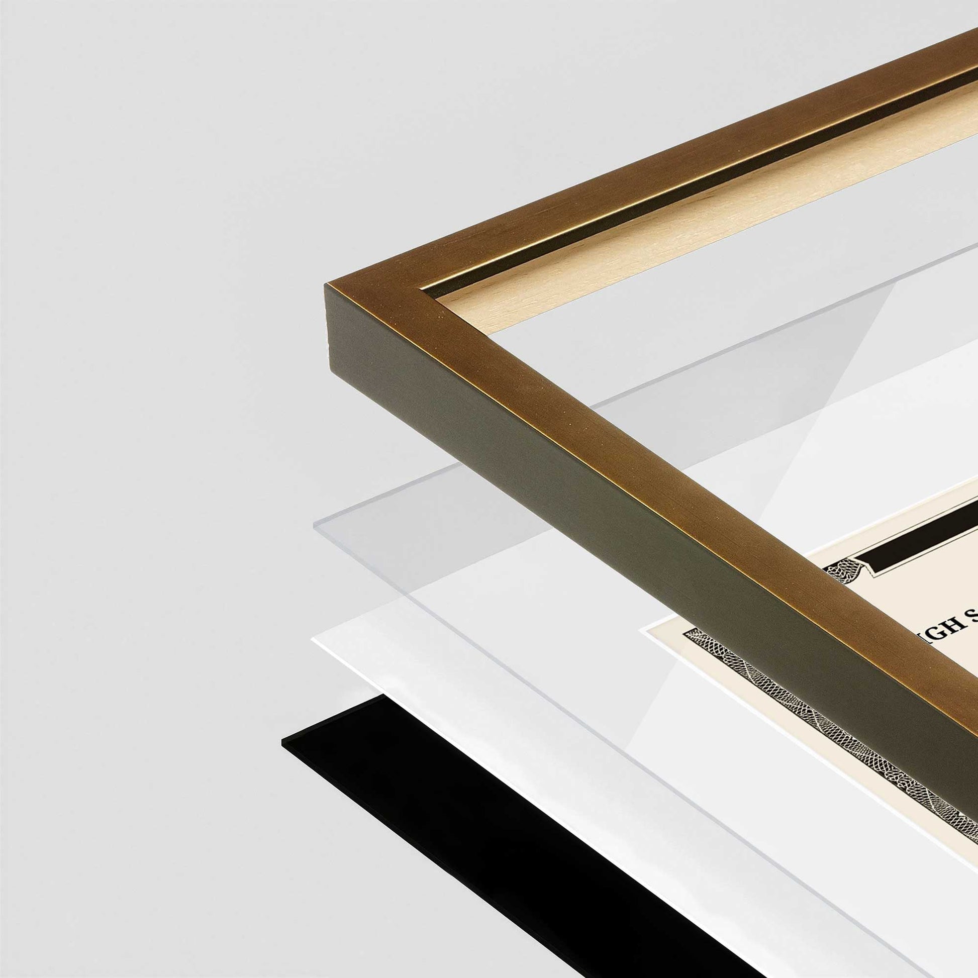 Pale Gold Manhattan Wall Frame corner Close up with layers broken out