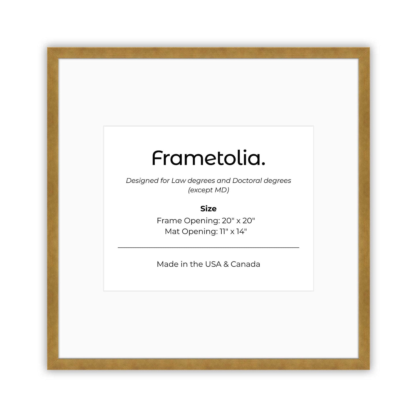 20" x 20" Pale Gold Manhattan  Diploma Frame with Mat - 11 x 14 opening