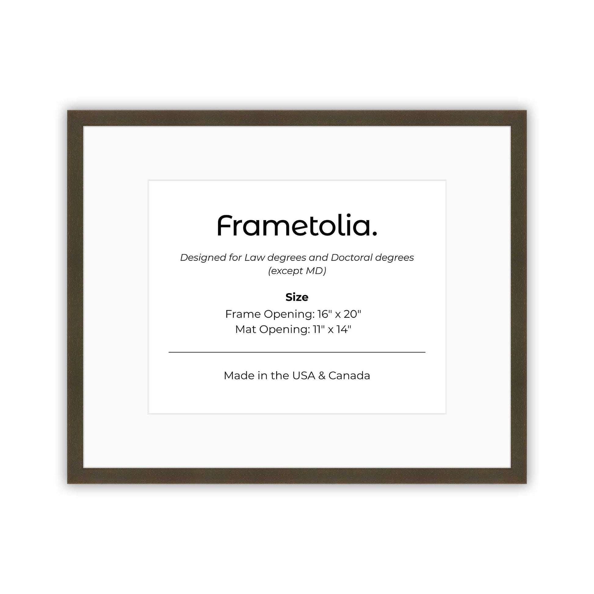 16" x 20" Belvinder Brown Manhattan  Diploma Frame with Mat - 11 x 14 opening