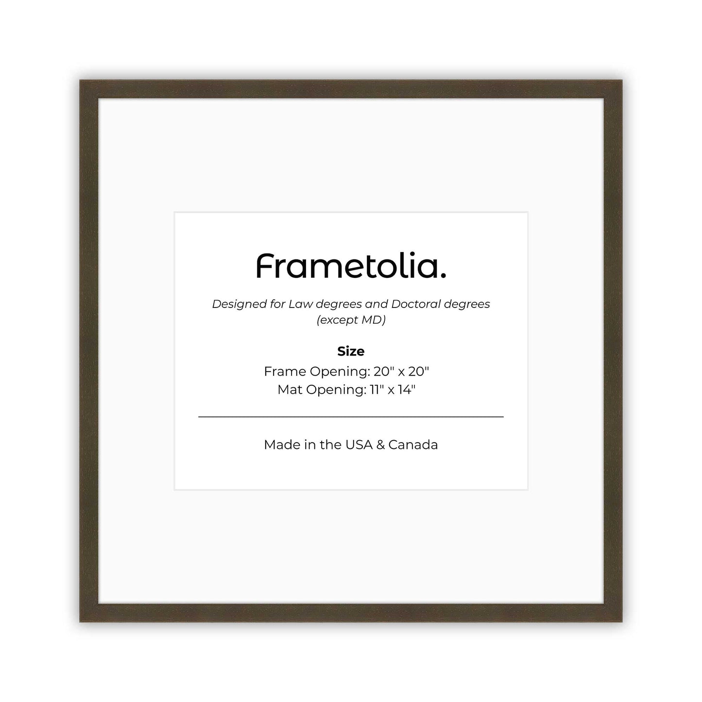 20" x 20" Belvinder Brown Manhattan  Diploma Frame with Mat - 11 x 14 opening