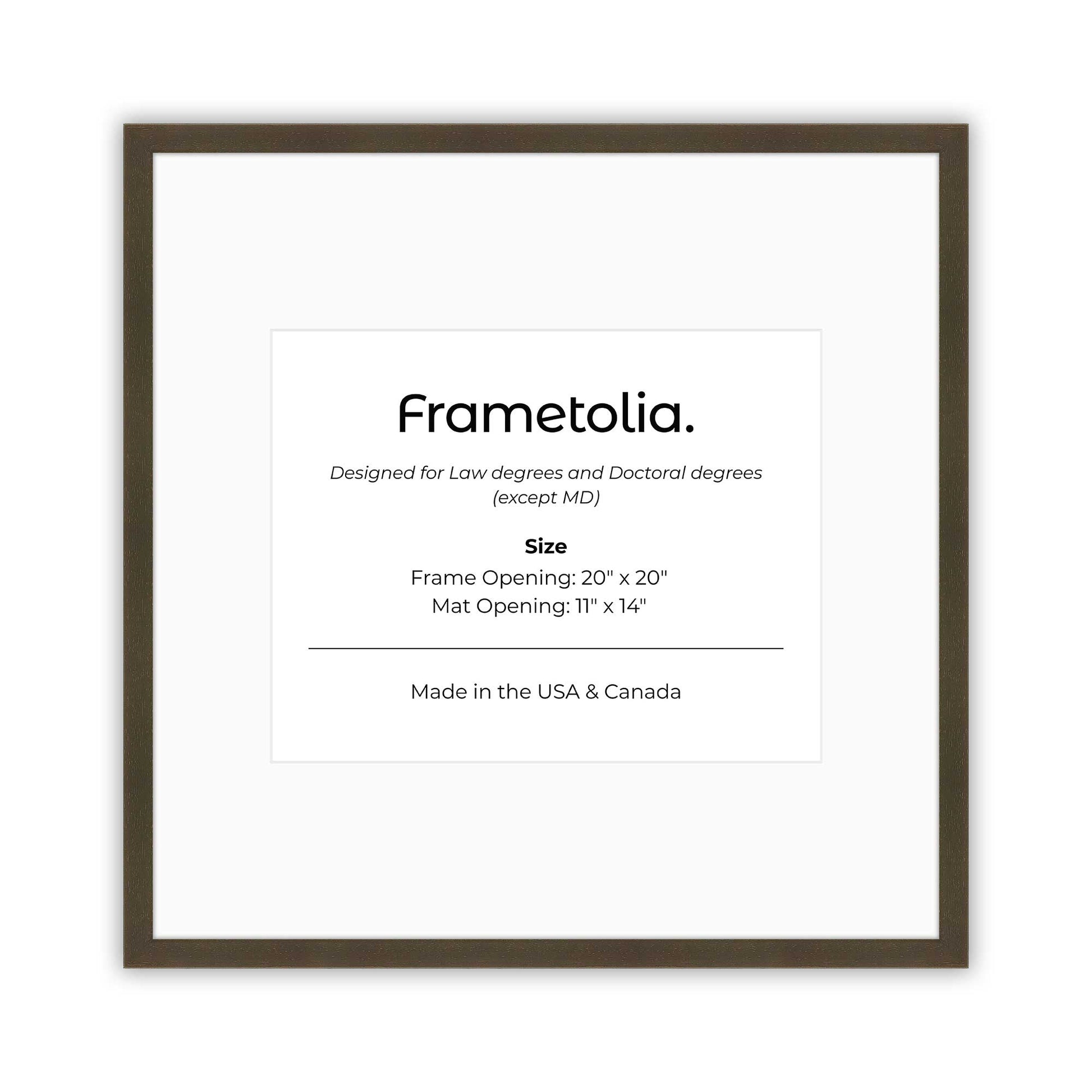 20" x 20" Belvinder Brown Manhattan  Diploma Frame with Mat - 11 x 14 opening
