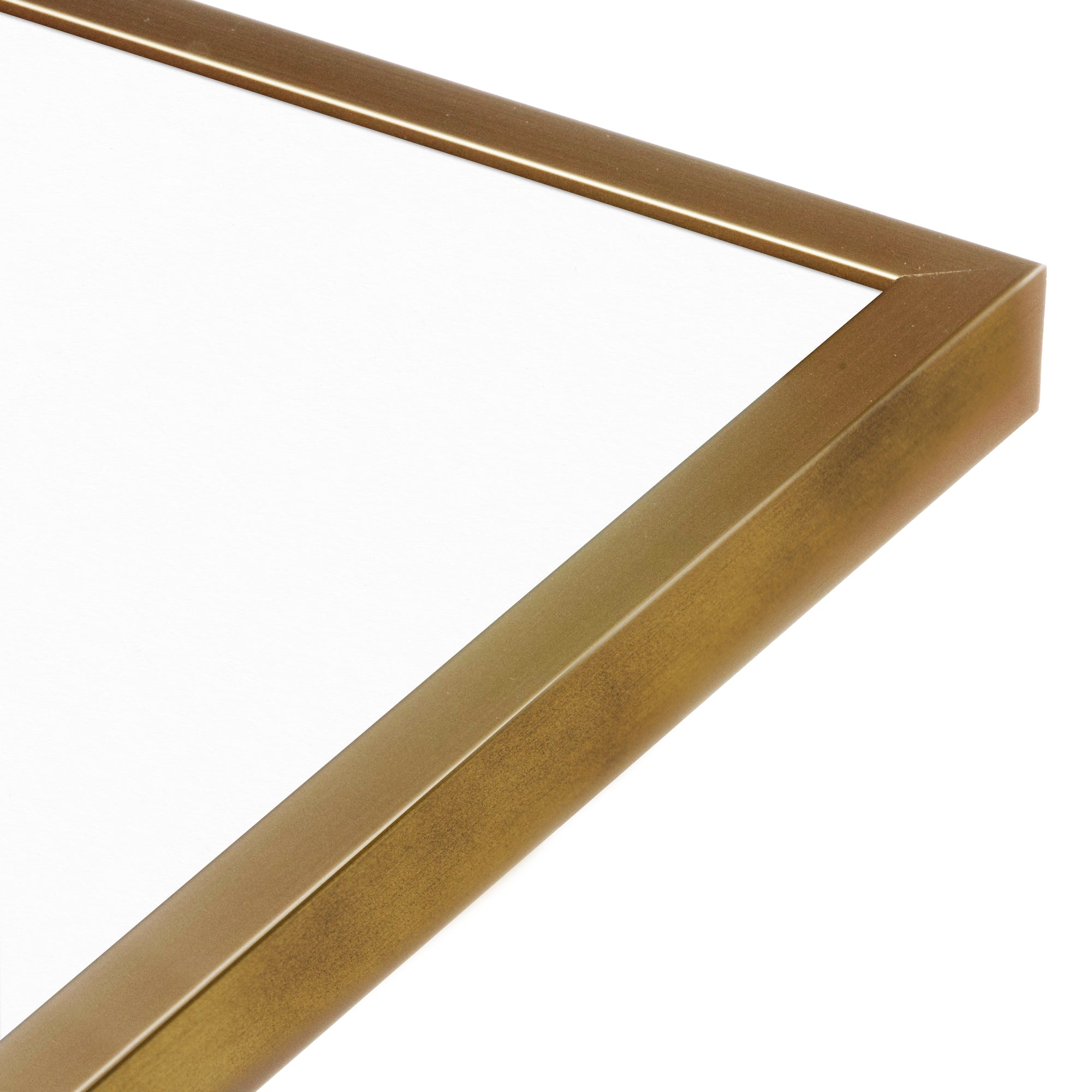 brushed gold narrow width wall frame corner close up