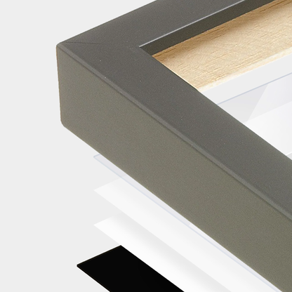 Gray Manhattan Wall Frame corner Close up with layers broken out