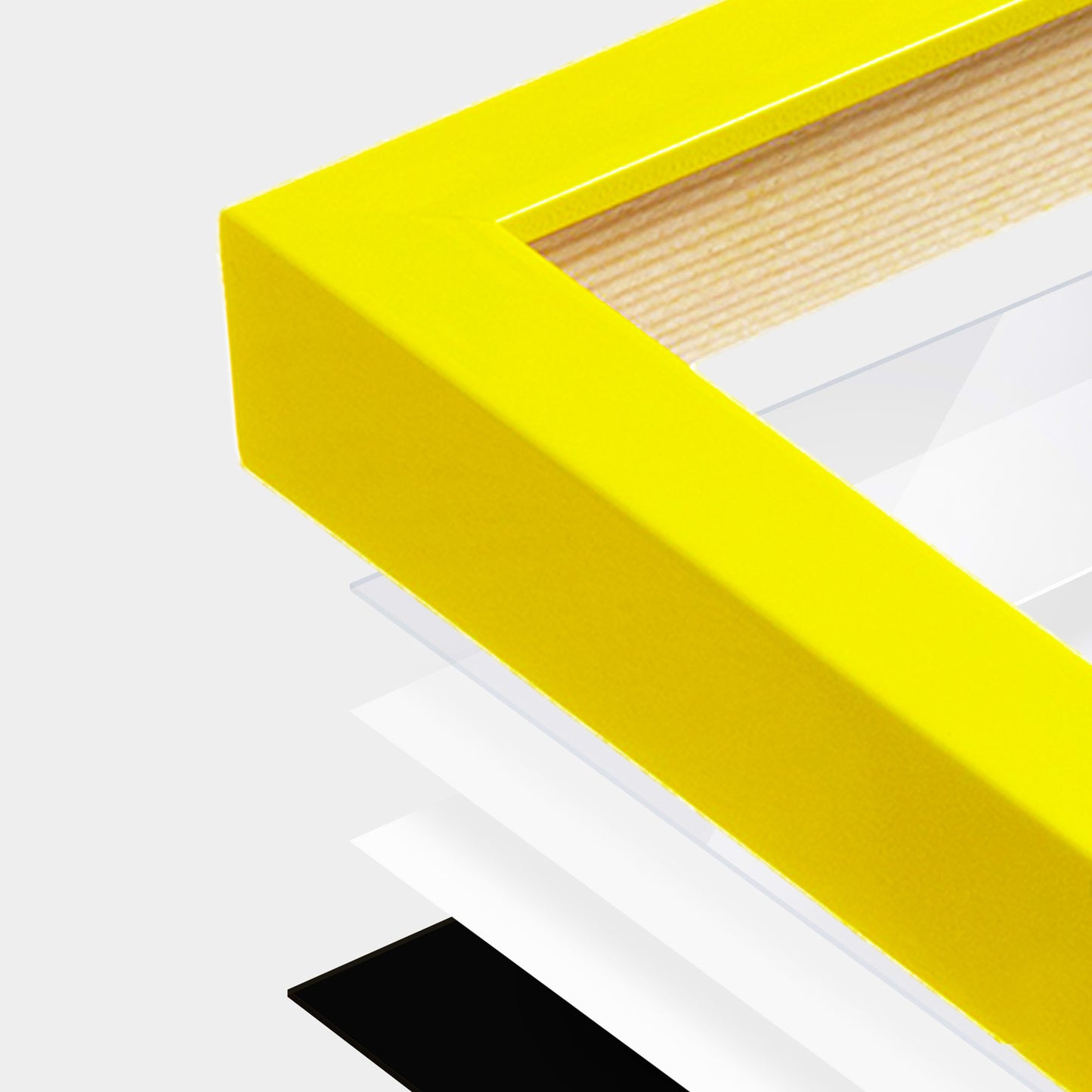 [LIFESTYLE],Sunburst Yellow Narrow Width Wall Frame in a room
