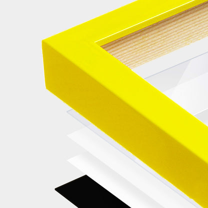 [LIFESTYLE],Sunburst Yellow Narrow Width Wall Frame in a room