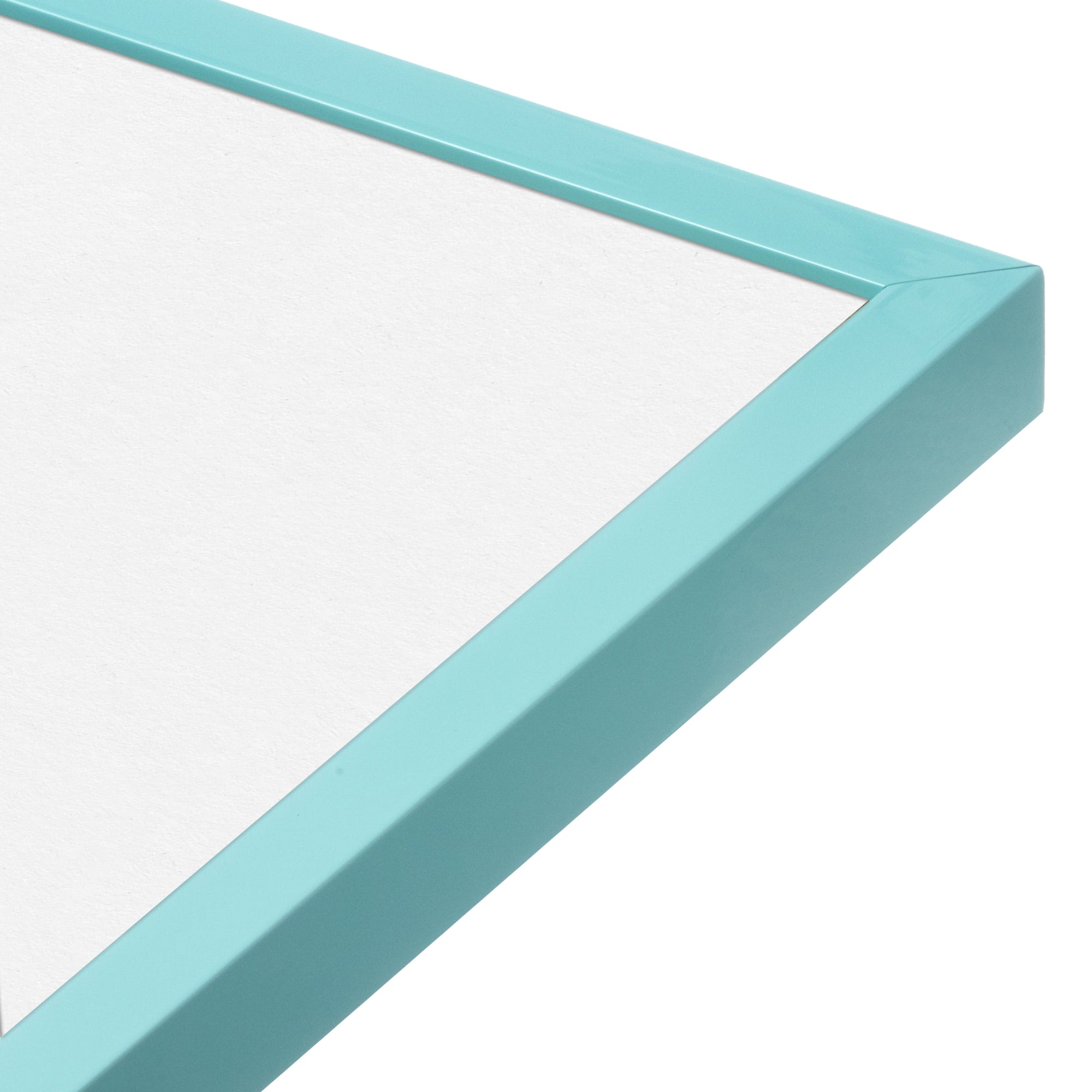 Capri teal narrow width wall frame corner close up