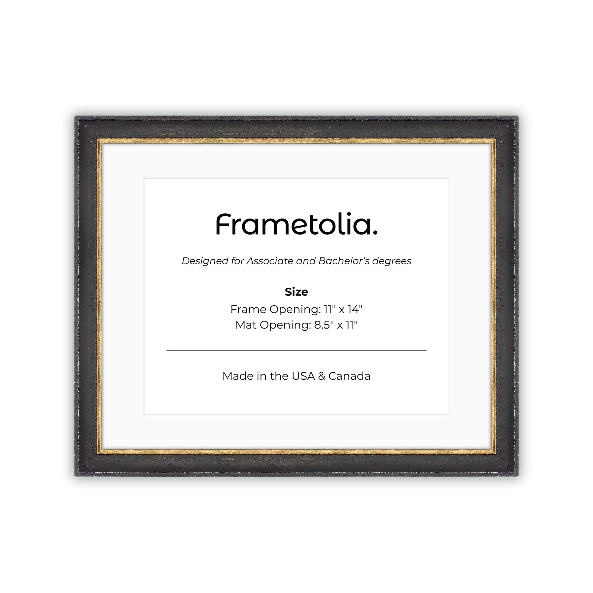 11" x 14" Cocoa & Gold FAMILY  Diploma Frame with mat -  8.5 x 11 opening