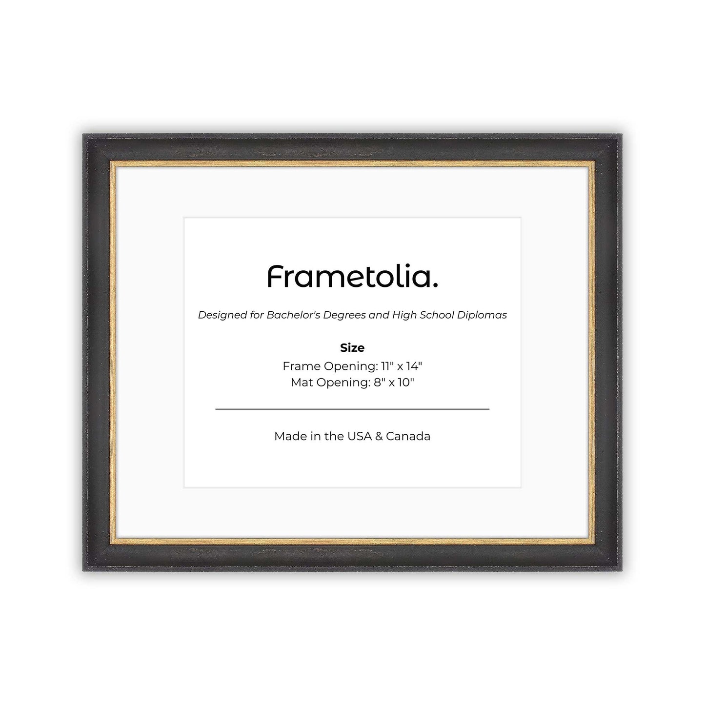 11" x 14" Cocoa & Gold FAMILY  Diploma Frame with Mat - 8 x 10 opening