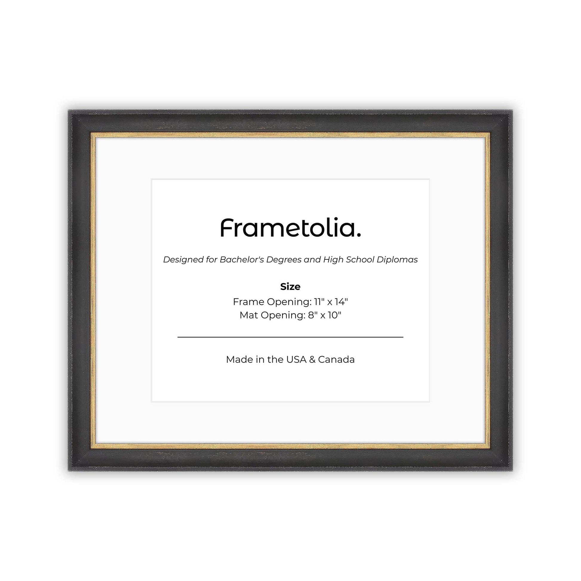 11" x 14" Cocoa & Gold FAMILY  Diploma Frame with Mat - 8 x 10 opening