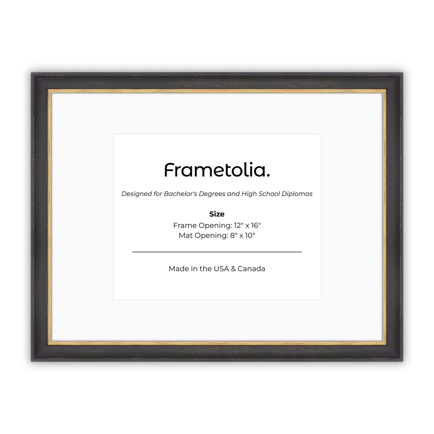 12" x 16" Cocoa & Gold FAMILY  Diploma Frame with Mat - 8 x 10 opening
