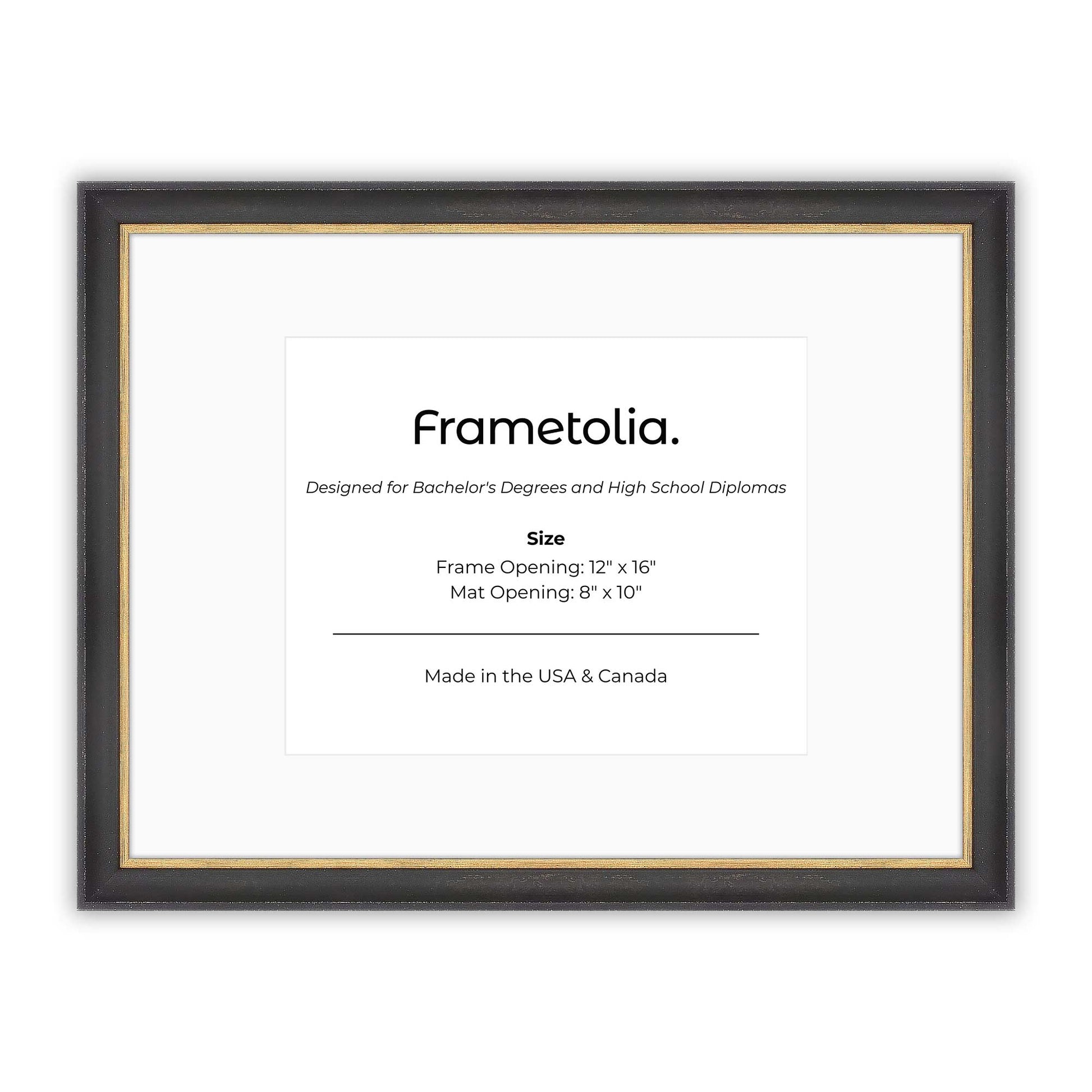 12" x 16" Cocoa & Gold FAMILY  Diploma Frame with Mat - 8 x 10 opening