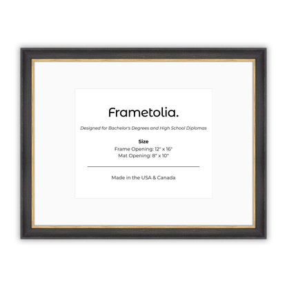 12" x 16" Cocoa & Gold FAMILY  Diploma Frame with Mat - 8 x 10 opening