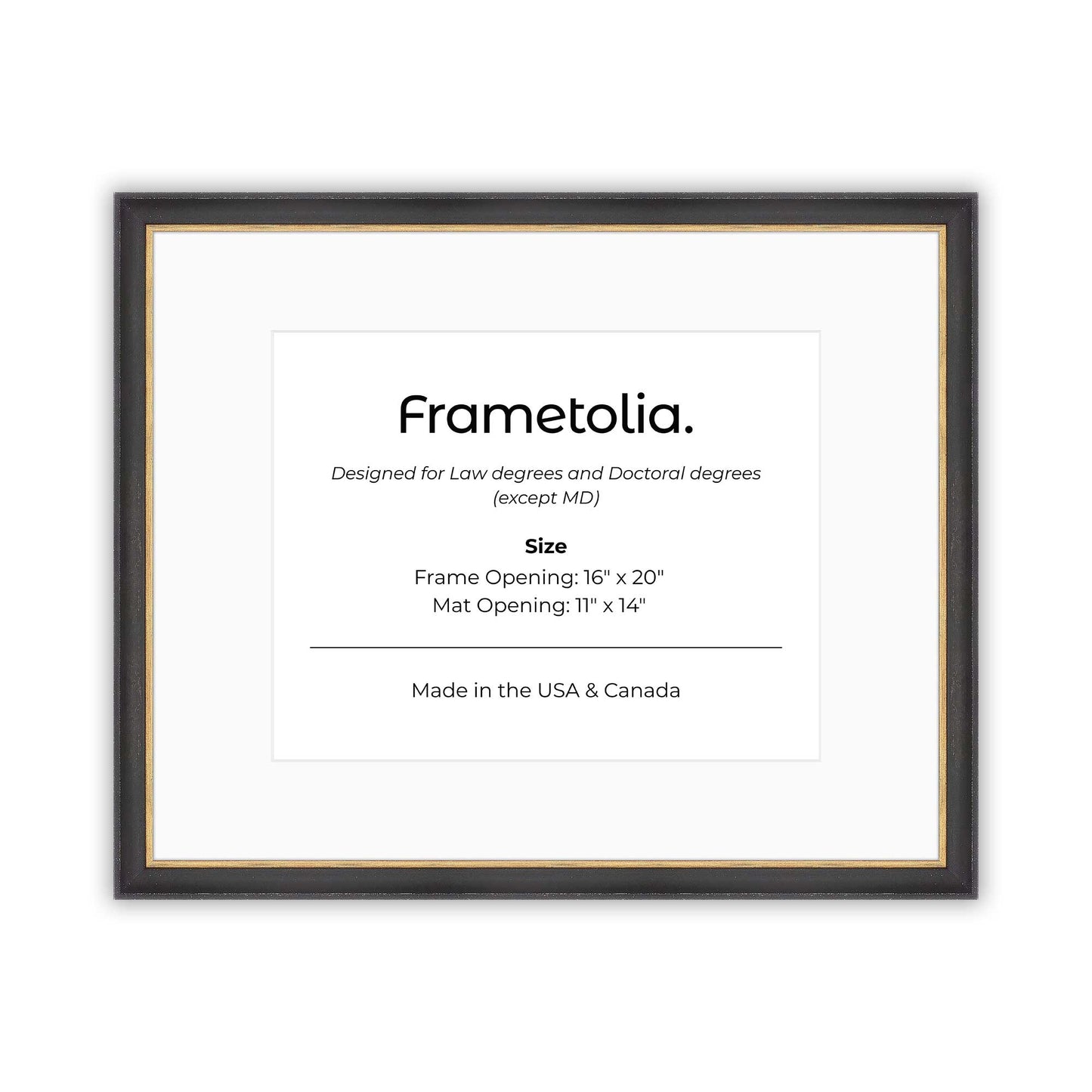 16" x 20" Cocoa & Gold FAMILY  Diploma Frame with Mat - 11 x 14 opening
