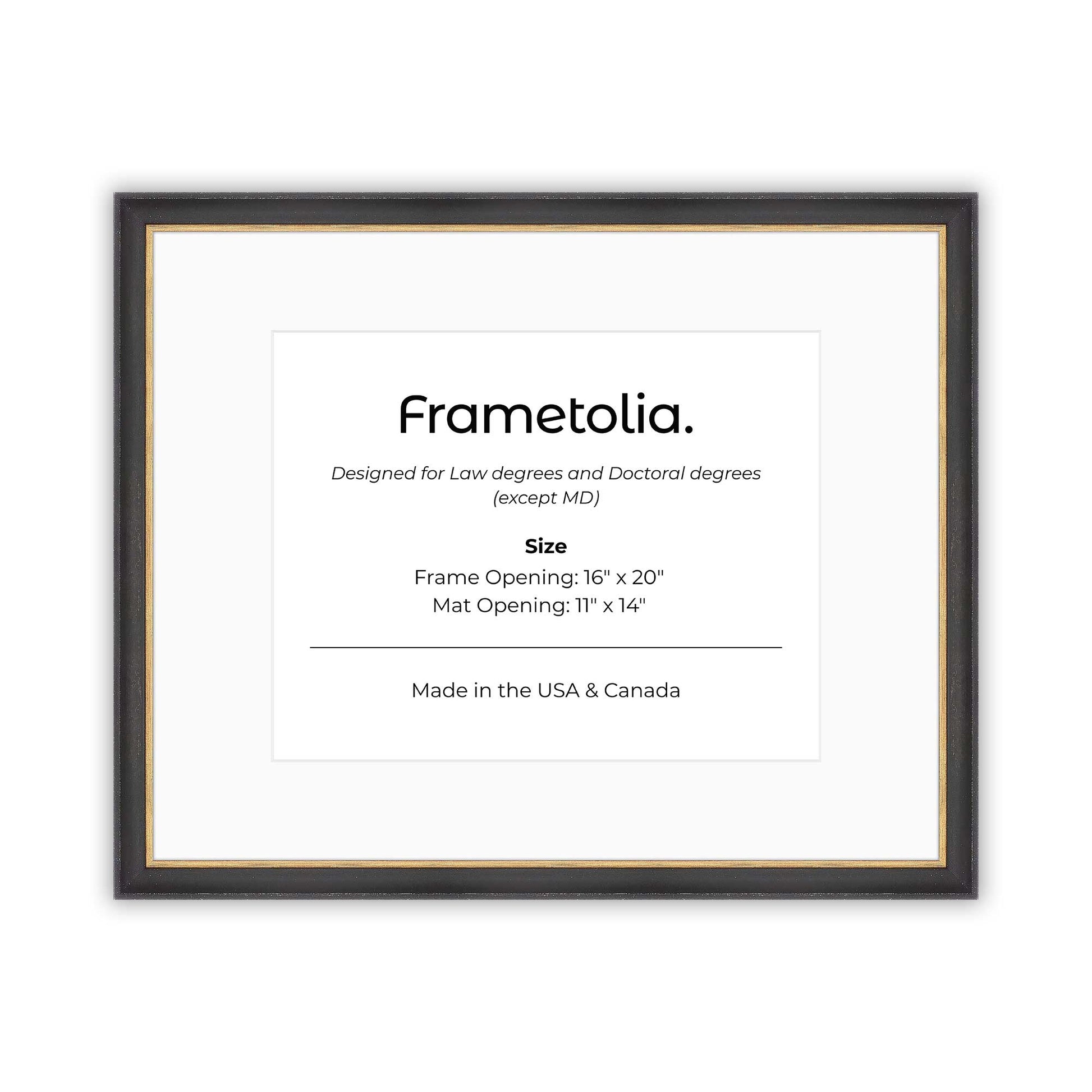 16" x 20" Cocoa & Gold FAMILY  Diploma Frame with Mat - 11 x 14 opening