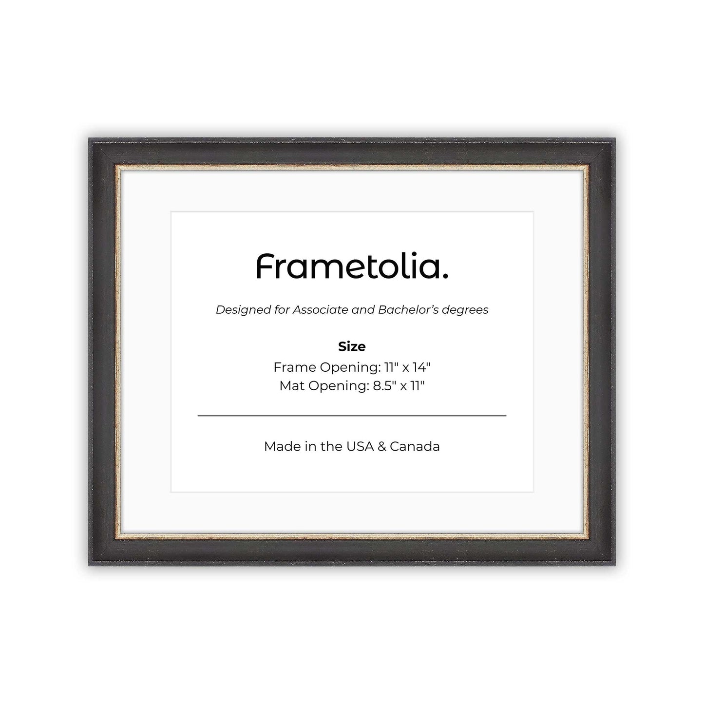 11" x 14" Cocoa & Silver FAMILY  Diploma Frame with mat -  8.5 x 11 opening